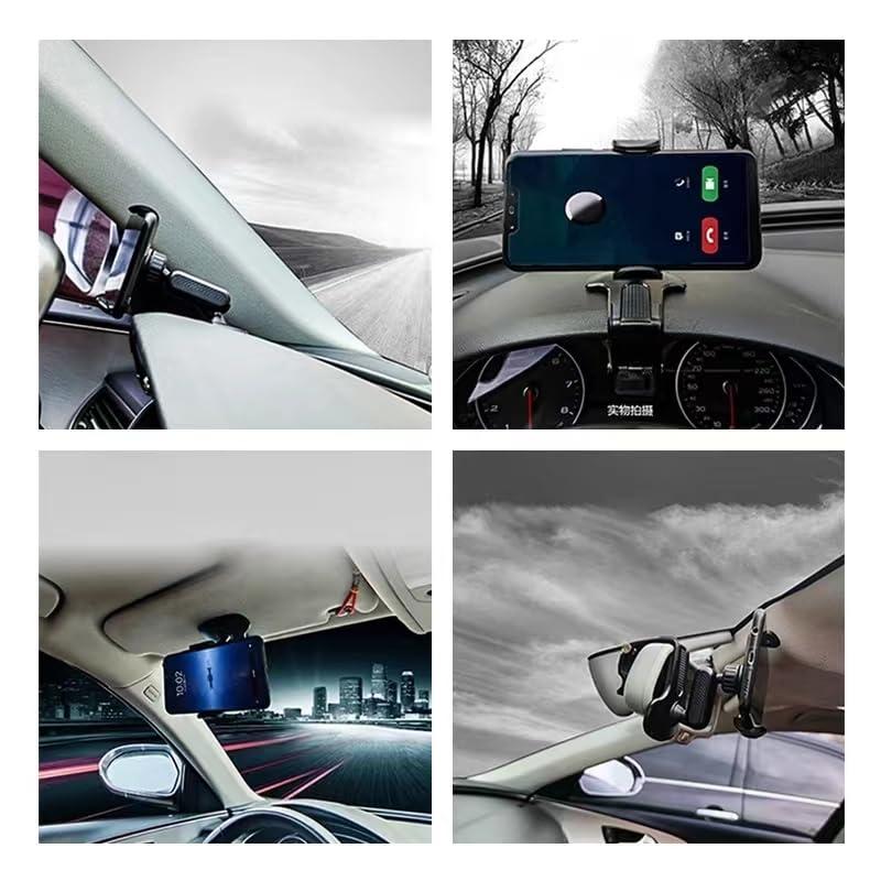 ushemi 【The Safest】 Car Dashboard Phone Clip Holder, 360 Degree Rotation Dash Multifunctional Car Dashboard Mobile Phone Holder Mount Stand Compatible with 4-7 Inch Smartphones - Image 6