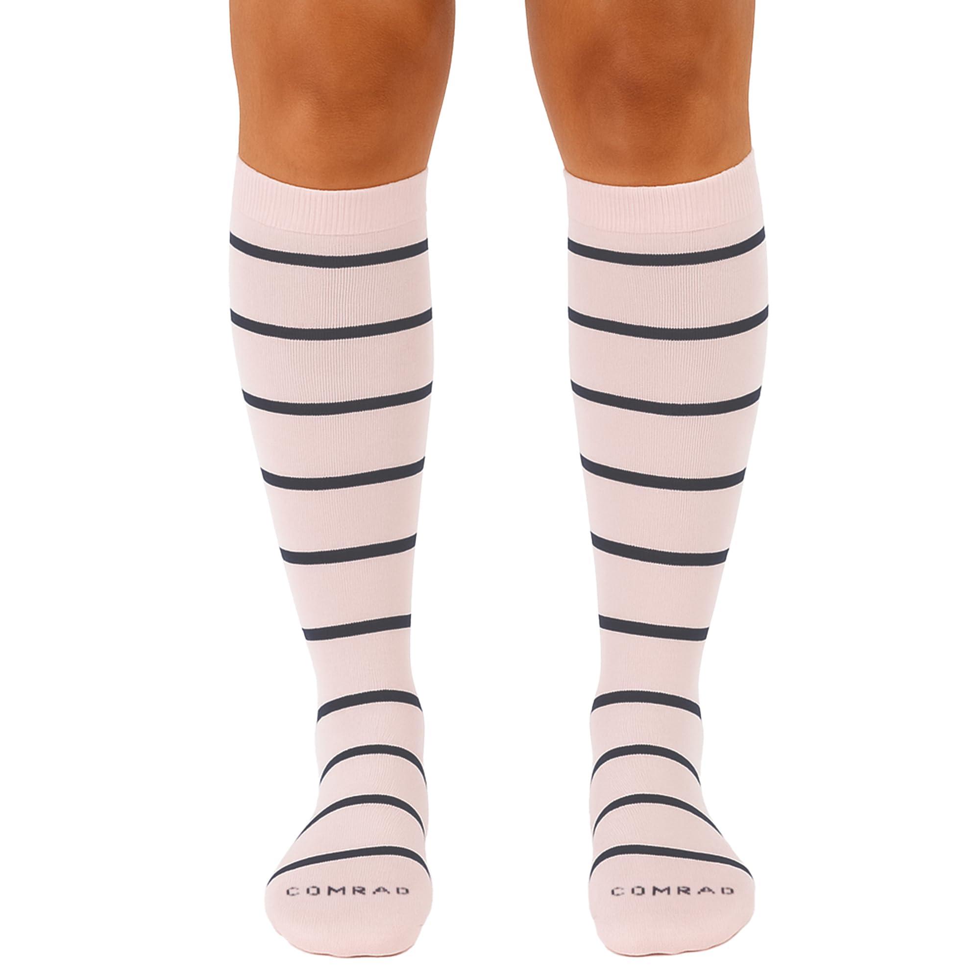 Comrad Nylon Knee High Socks - 15-20mmHg Graduated Compression Socks - Soft & Breathable Support Unisex Socks