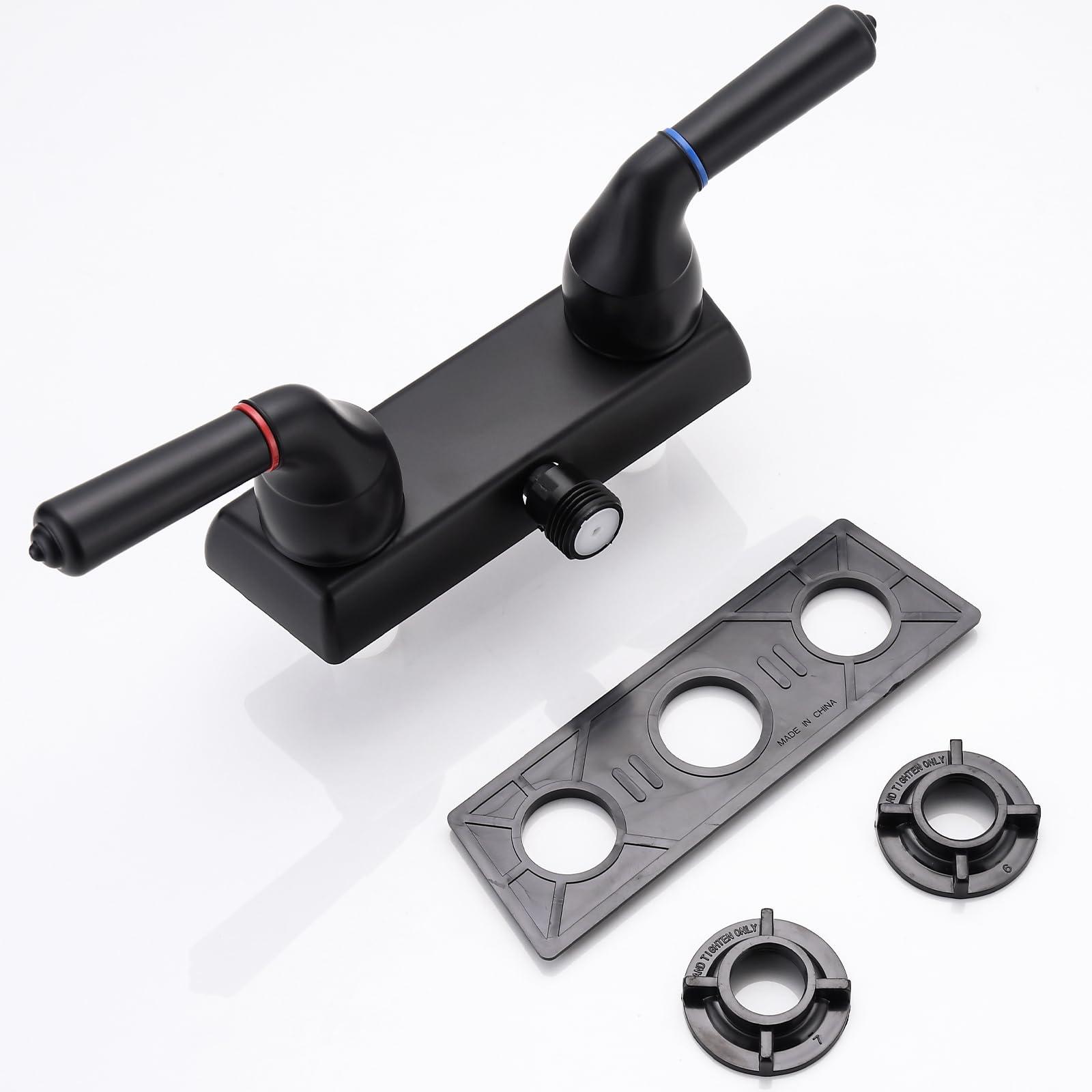 RV Shower Faucet - 4" Dual Lever Shower Valve Diverter with Hot/Cold Control, Leak-Proof and Rust-Proof ABS Construction for RV/Camper/Motorhome Bathroom (Indoor/Outdoor Use) Black - Image 4