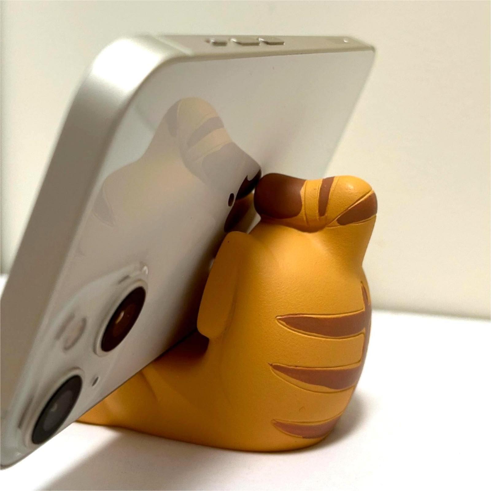 Gwindrise Cat Phone Stand Holder, Resin Desk Decor Accessory for Smartphones, Cute Phone Holder Gift for Cat Lovers, 3.3 x 2.3 x 2.0 inches, Orange - Image 6