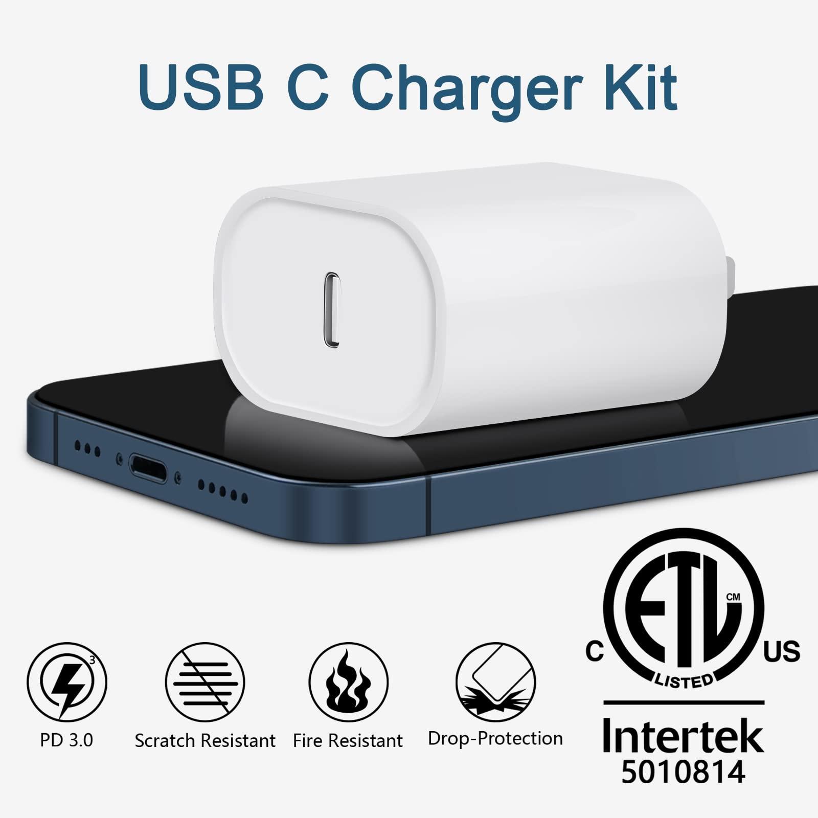 iPhone Charger Fast Charging, MFi Certified, 20W USB C Block with 6Ft Lightning Cable for iPhone 14/13/12/11/Xs/8, iPad and More [2 Pack] - Image 3
