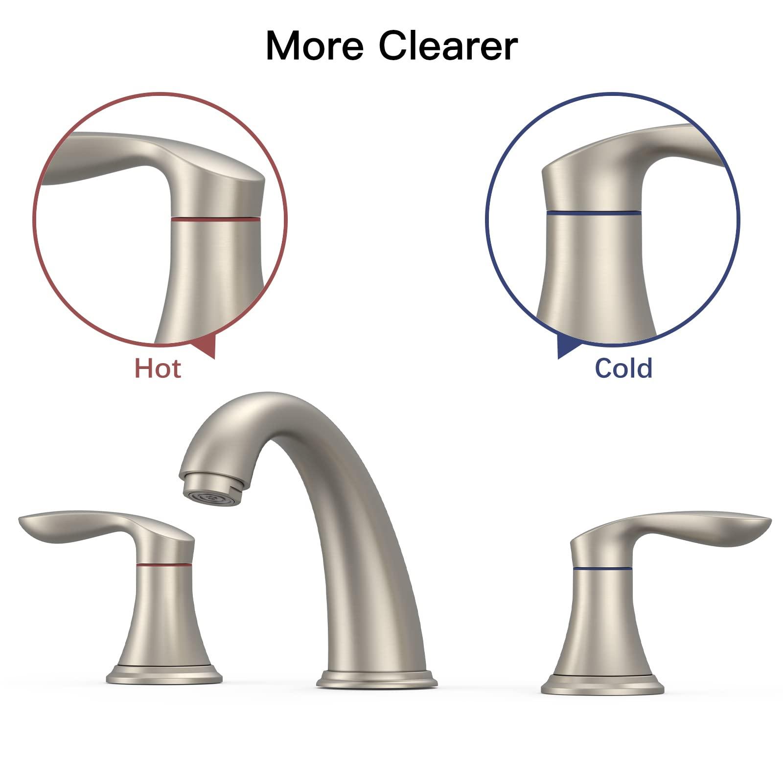 Bathroom Sink Faucet, Faucet for Bathroom Sink, Widespread Brushed Nickel Bathroom Faucet 3 Hole with Stainless Steel Pop Up Drain and cUPC Lead-Free Hose - (Brushed Nickel) - Image 6