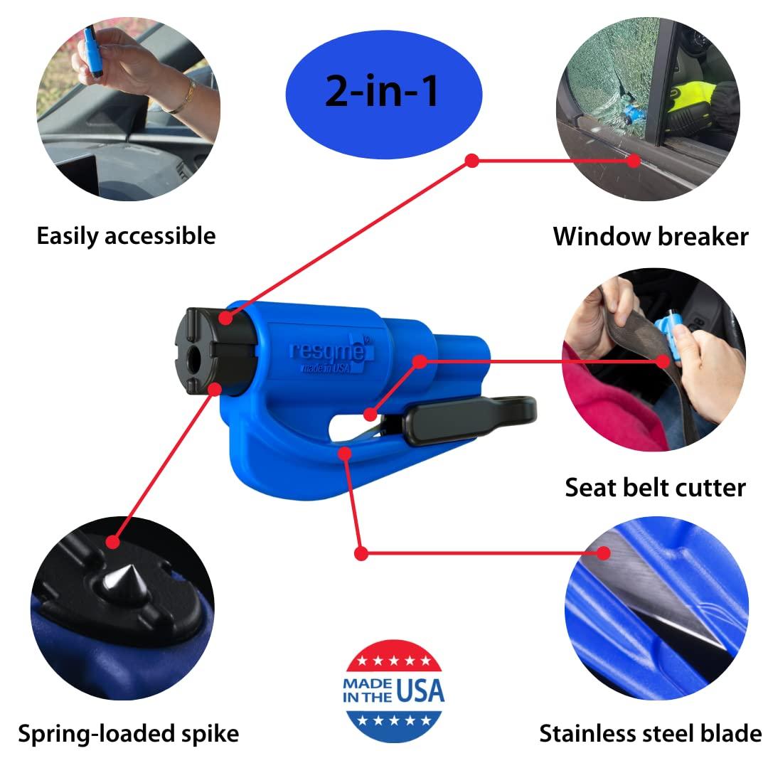 resqme The Original Emergency Keychain Car Escape Tool, 2-in-1 Seatbelt Cutter and Window Breaker, Made in USA, Pink - Compact Emergency Hammer - Image 8