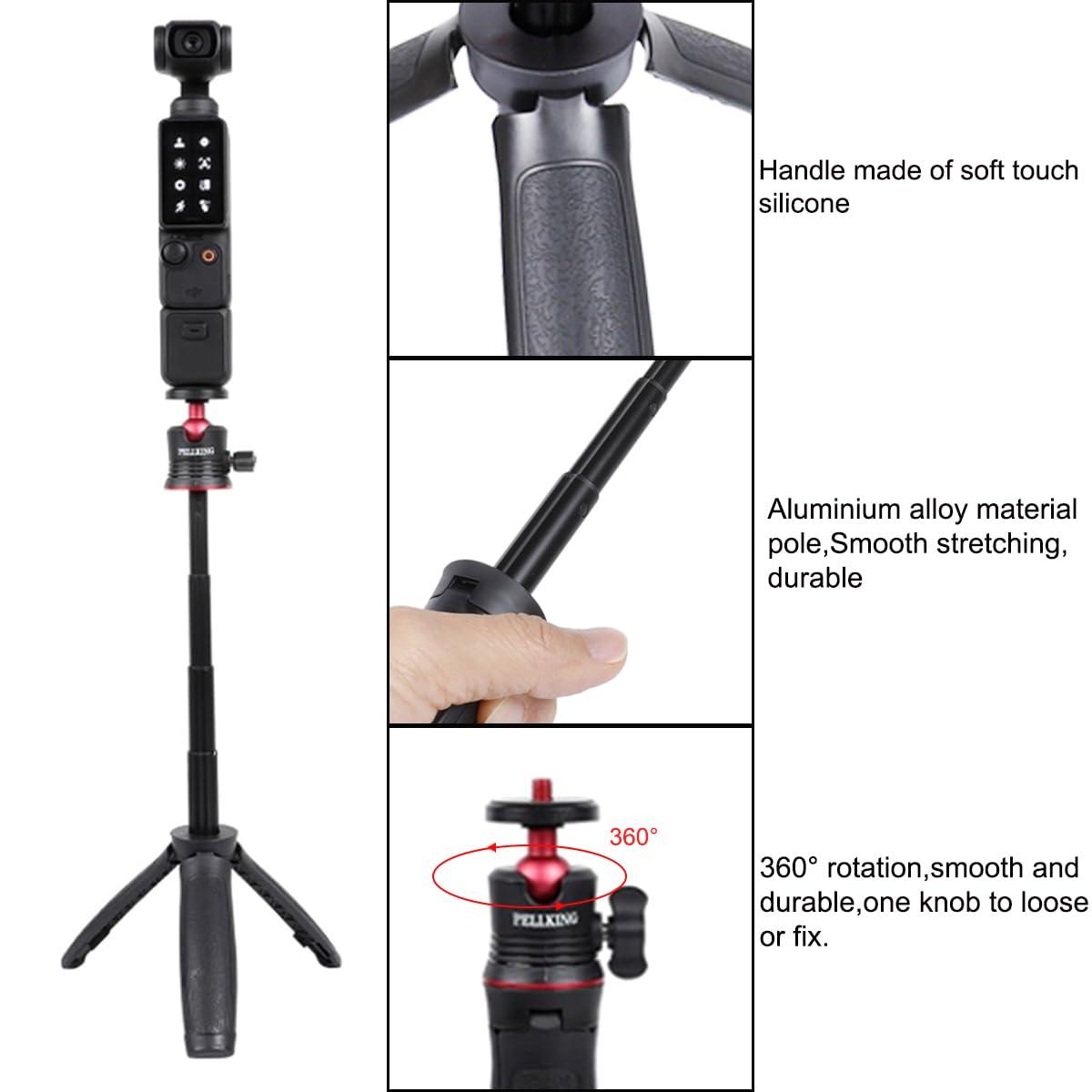 PellKing Osmo Pocket 3 Phone Holder Set Expansion Accessories + Universal Mini Extension Pole Tripod Compatible with DJI OSMO Pocket 3 and Smartphone - Image 3