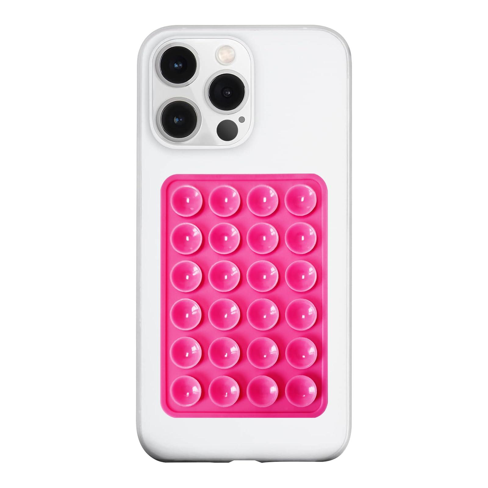 LvShuLiangPin Silicone Suction Phone Case Mount, Silicon Adhesive Phone Accessory for Smartphones, Hands-Free Mirror Shower Phone Holder for Selfies, Tiktok Videos (Rose)