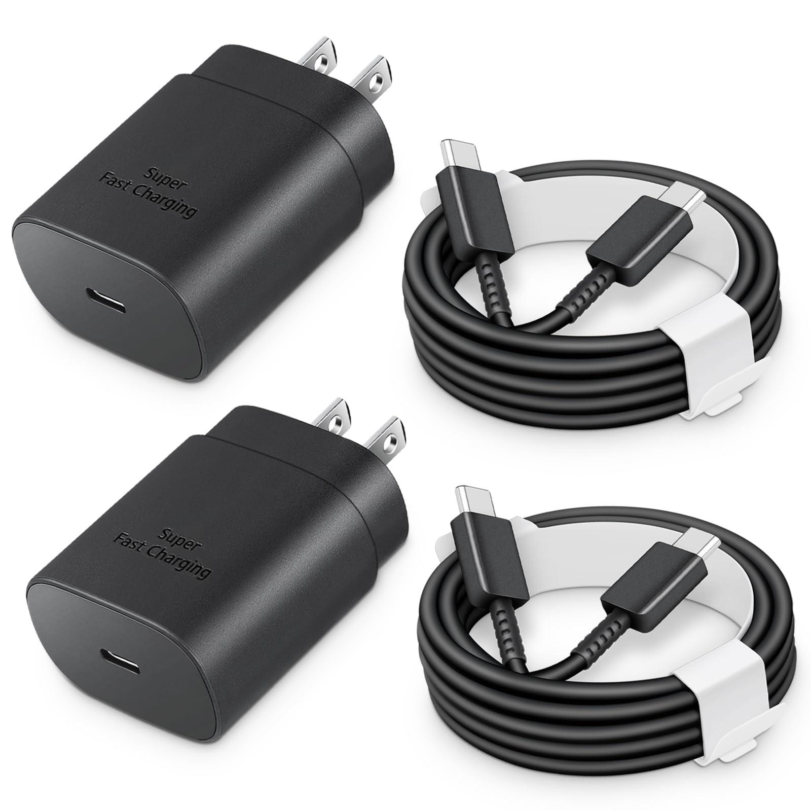 25W USB-C Fast Charger Block with C-to-C Cable [PD PPS Compatible] for Galaxy S24/S23/S22, Pixel 8/7, Z Flip 5, i Phone 16/15 - Compact Type C Charger
