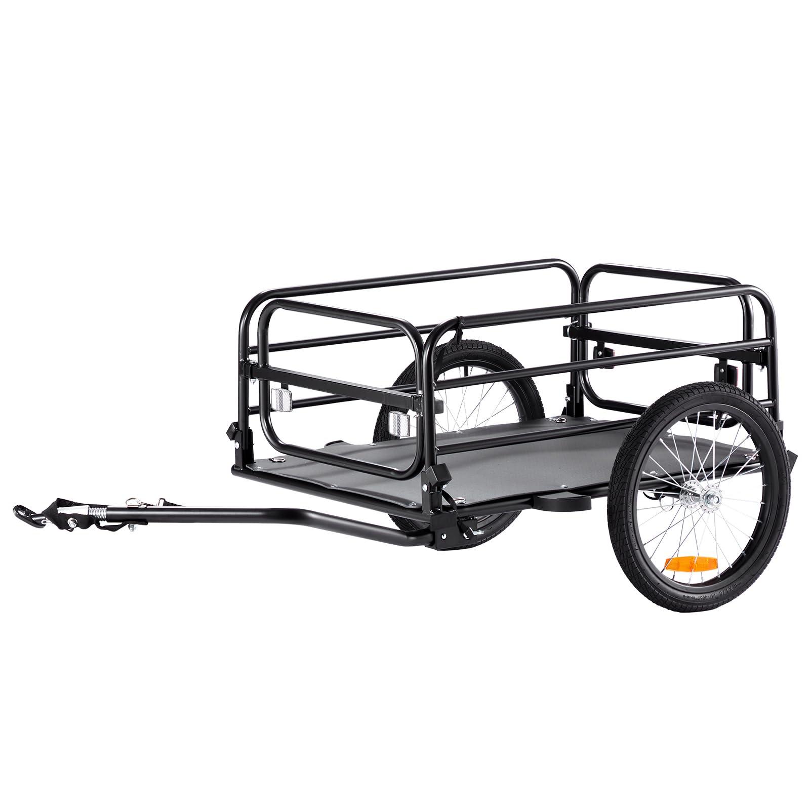VEVOR Bike Cargo Trailer, 88/100/160 lbs Load Capacity, Heavy-Duty Bicycle Wagon Cart, Foldable Compact Storage with Universal Hitch