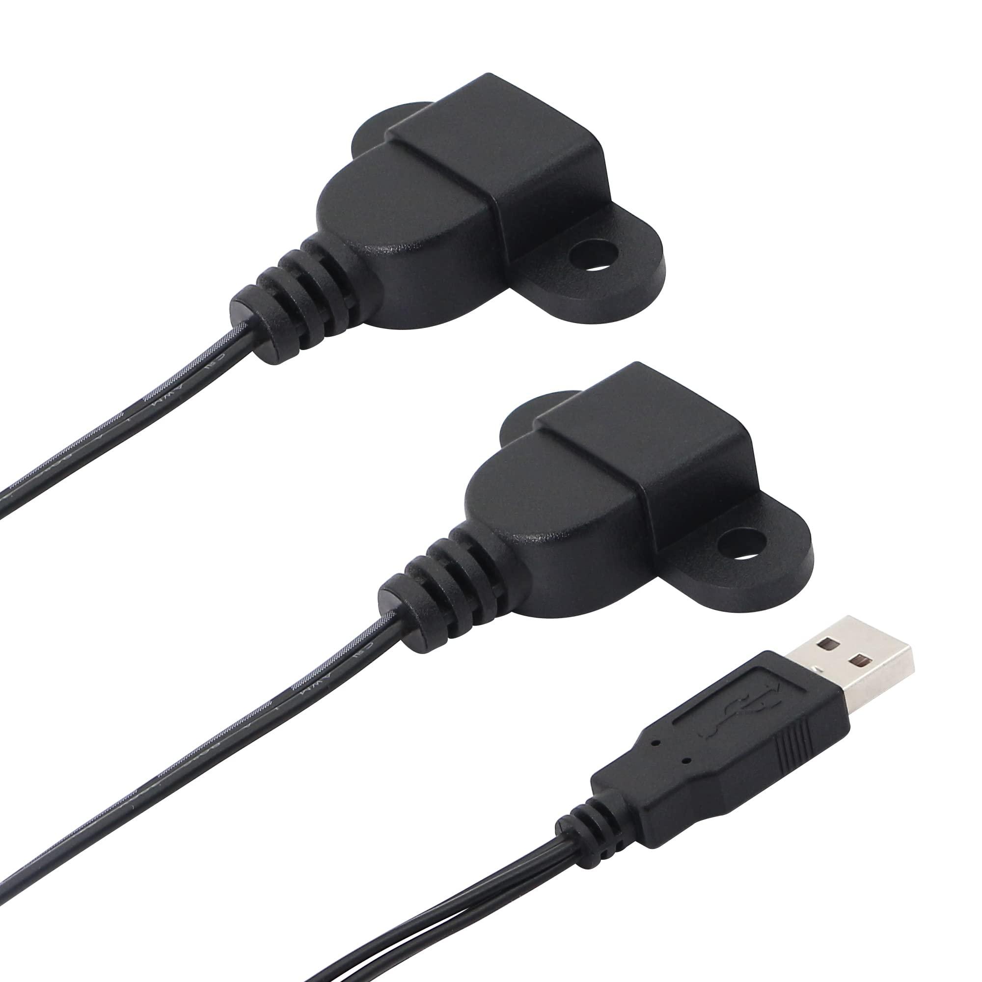SinLoon USB 2.0 Charging Cable USB 2.0 Male to USB Female & Type-c Female Panel Mount Charging Cable for Wine Cabinet, Hotel,Furniture, Install USB Charging Port 1.5M (USB M/F&Type-C) - Image 3