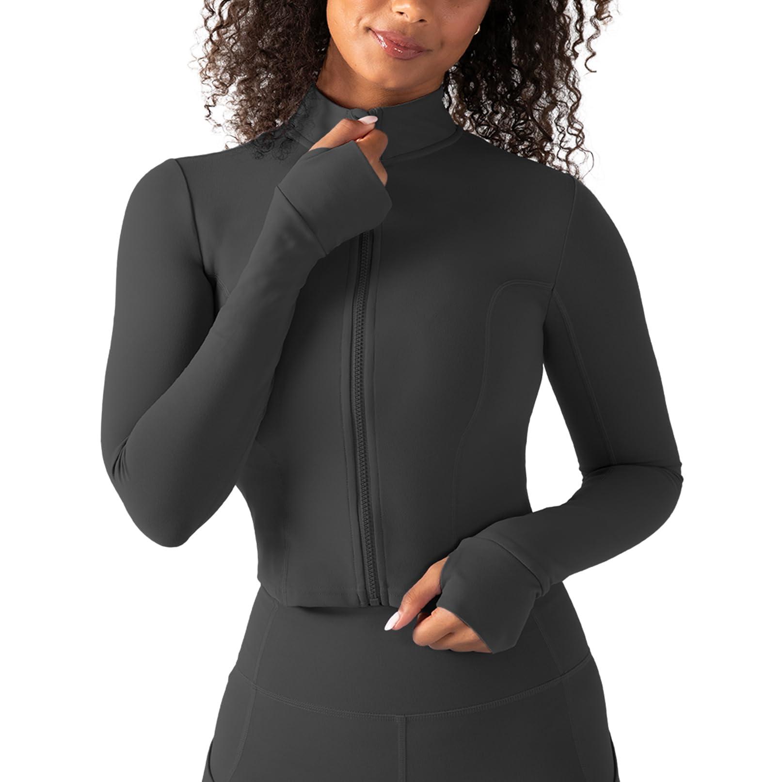 YITTY Active Women's UltraLuxe Cropped Full Zip Jacket, Athleisure, 4-Way-Stretch, Thumbholes