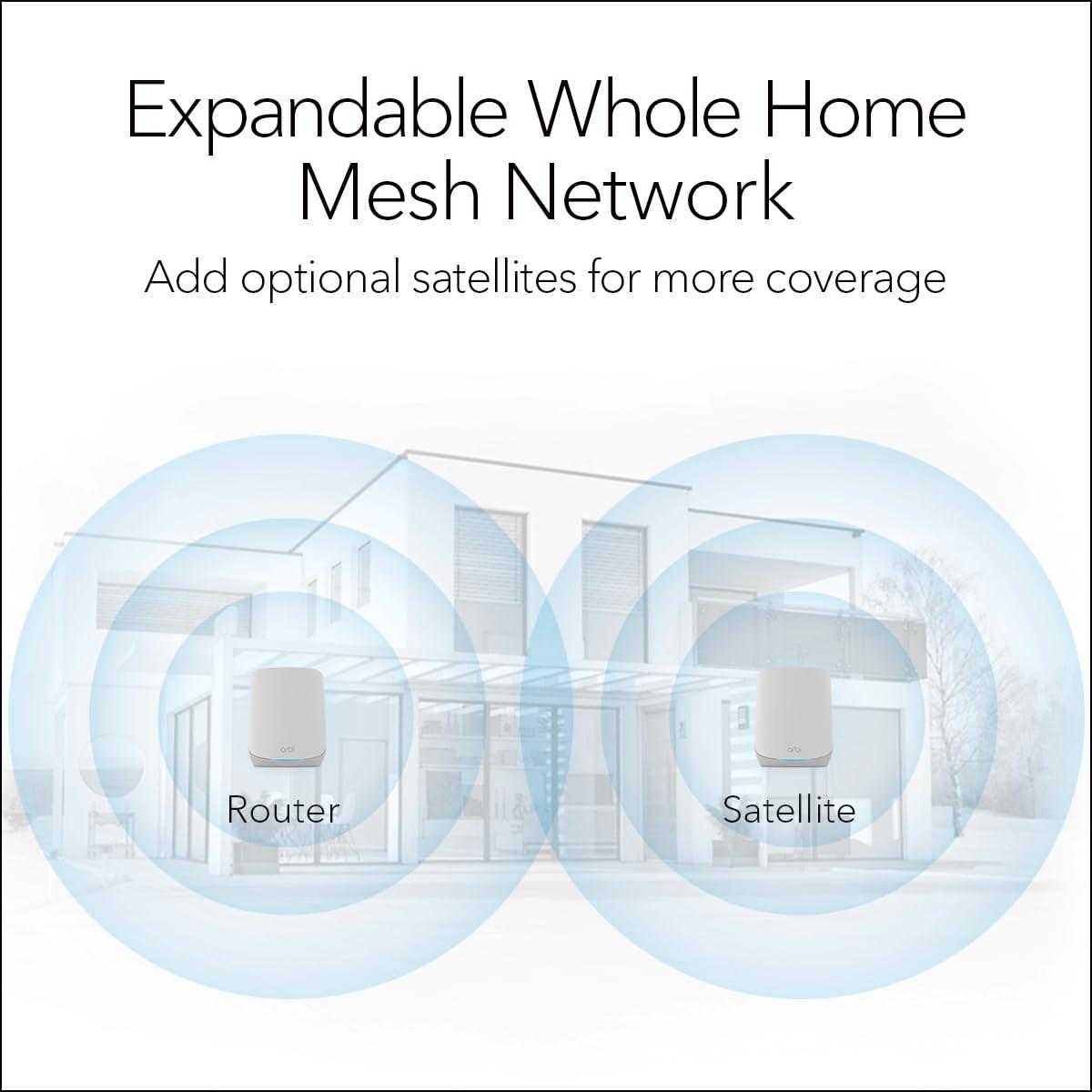 NETGEAR Orbi Whole Home Tri-Band WiFi 6 Mesh Network System (RBK752P) – Router with 1 Satellite Extender, Security Features, Coverage up to 5,000 sq. ft., 75 Devices, AX5200 802.11ax (Up to 5.2Gbps) - Image 6