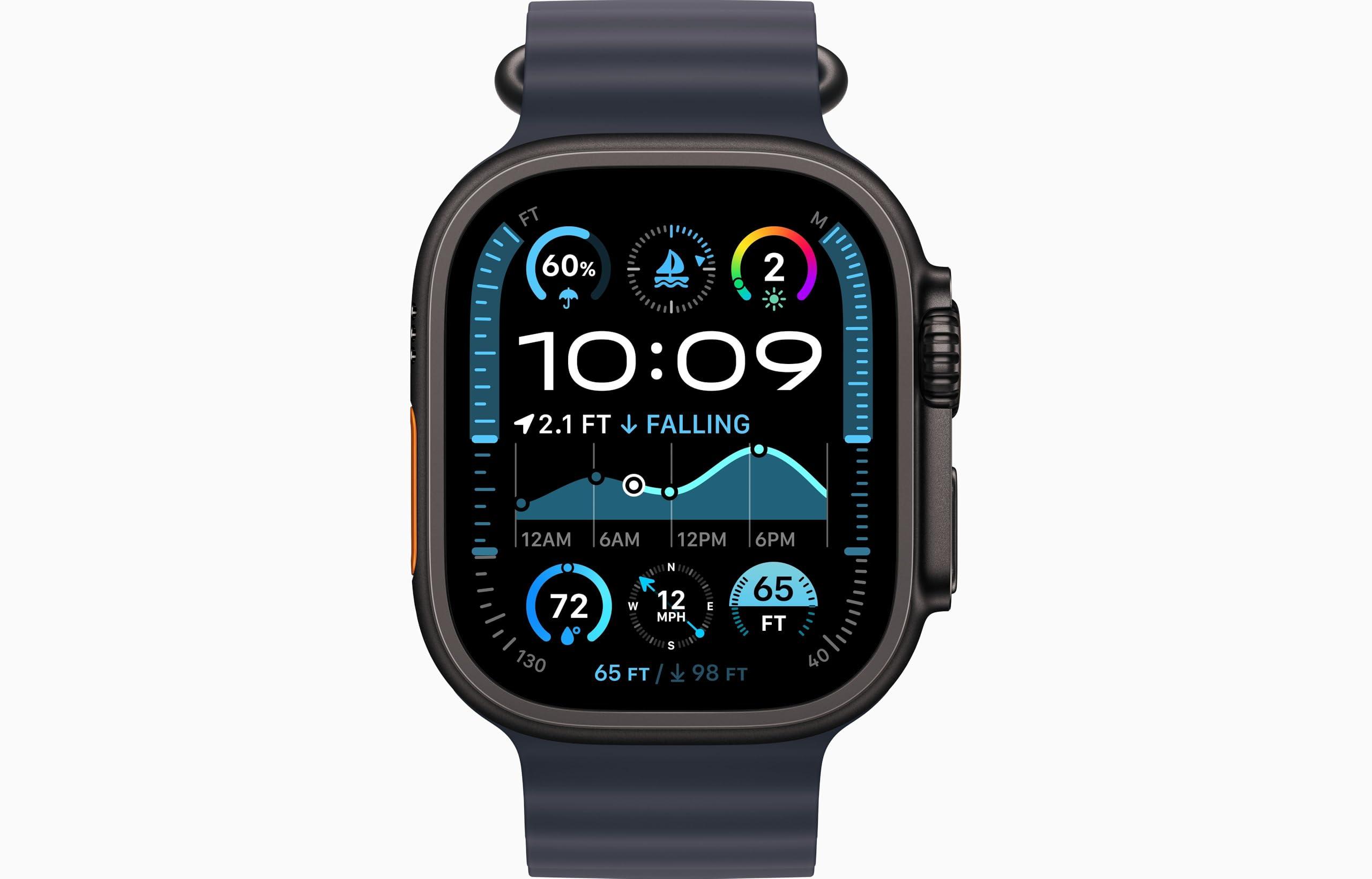 Apple Watch Ultra 2 (GPS + Cellular, 49MM) - Black Titanium Case with Black Ocean Band (Renewed) - Image 7