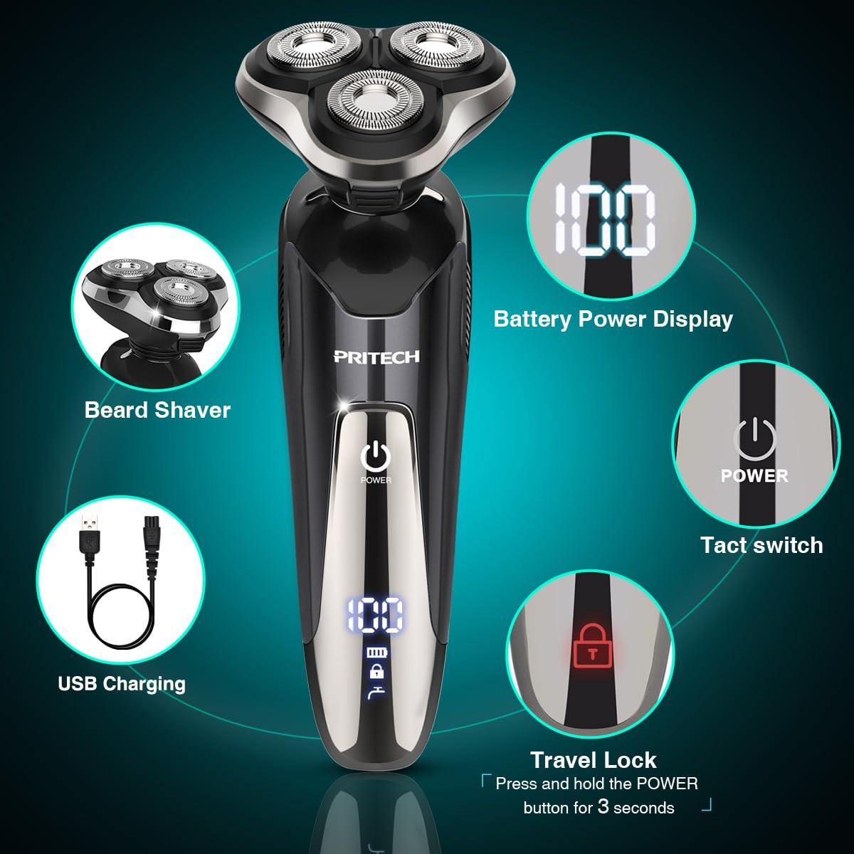 Electric Razor for Men - Rechargeable Electric Shaver for Men, Rechargeable Waterproof Wet Dry Cordless Razor - Image 2