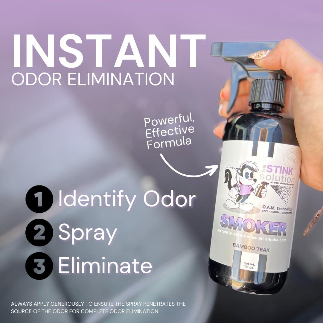 The Stink Solution Smoke Odor Eliminator Spray - Completely Remove Smoke Smell From House, Car, Clothes, Hands, Hair, & More - Best Odor Eliminator For Smoke - Bamboo Teak Fragrance - 2 16 oz Bottles - Image 3