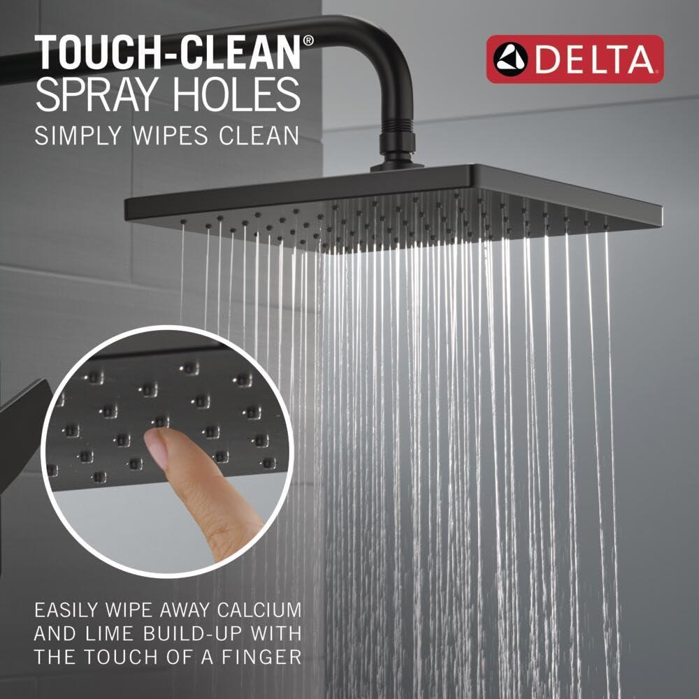 Delta Faucet Modern 14 Series Matte Black Shower Faucet, Tub and Shower Trim Kit with Single-Spray Touch-Clean Black Shower Head, Matte Black T14467-BL-PP (Valve Not Included) - Image 4
