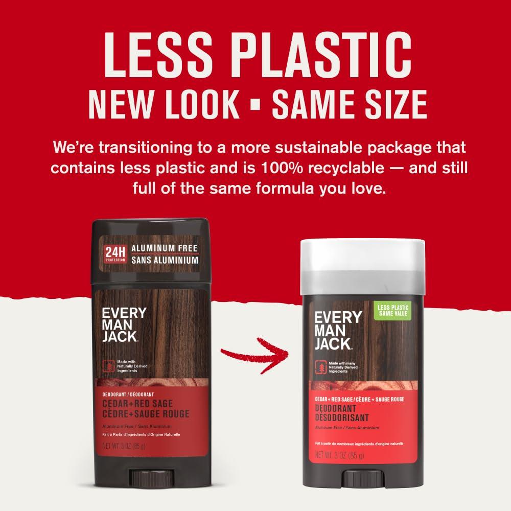 Every Man Jack Cedar + Red Sage Men’s Deodorant - Stay Fresh with Aluminum Free Deodorant For all Skin Types - Odor Crushing, Long Lasting, with Naturally Derived Ingredients - 3oz (2 Pack) - Image 2