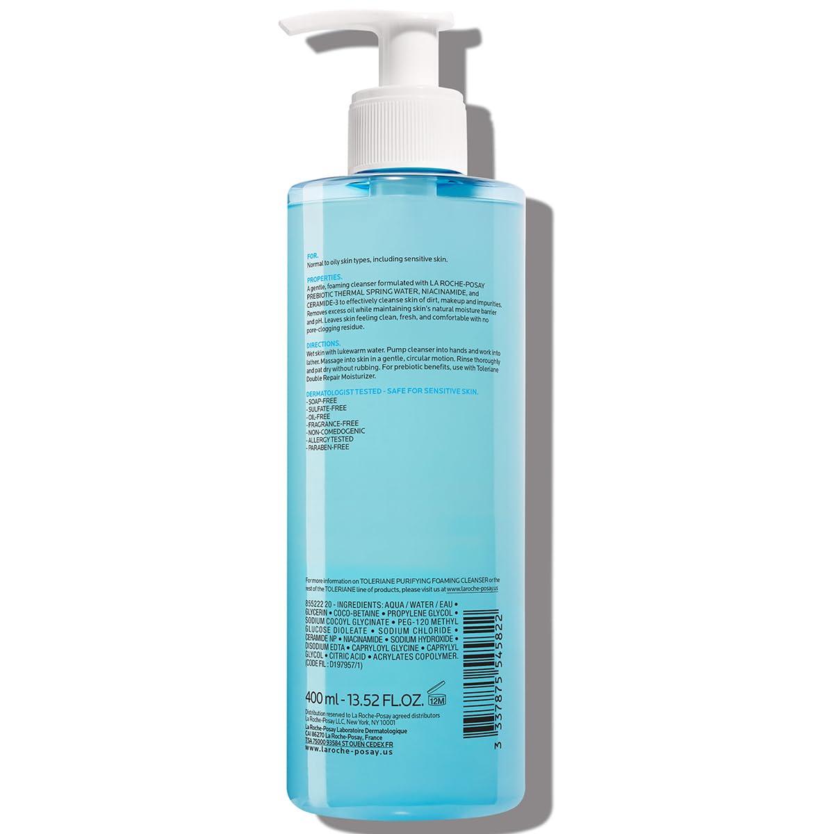 La Roche-Posay Toleriane Purifying Foaming Facial Cleanser, Niacinamide + Ceramides + Prebiotic Thermal Water, Oil Free Face Wash For Oily Skin, Pore Cleanser Safe For Sensitive Skin, Soap Free - Image 11