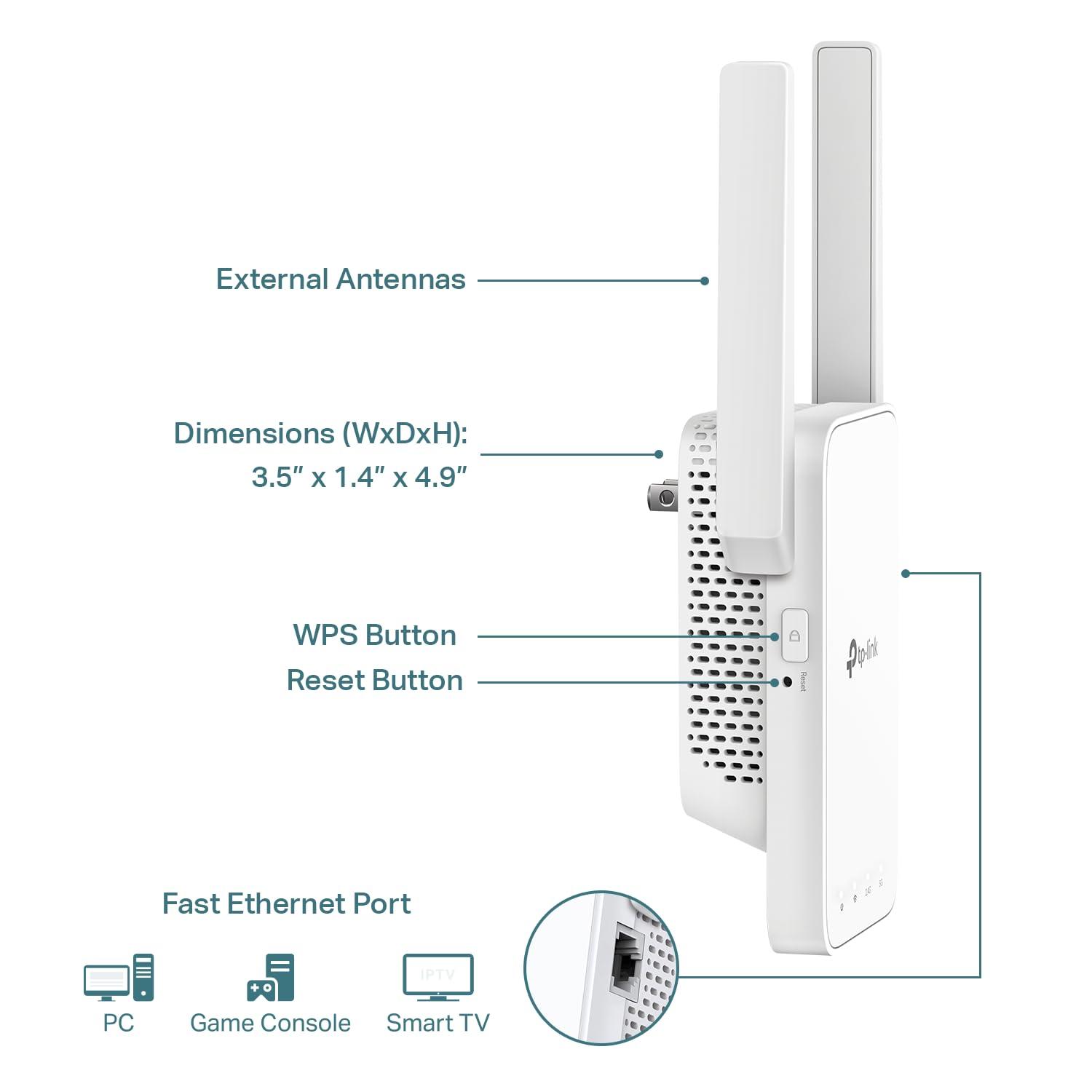 TP-Link AC1200 WiFi Extender, 2025 Wirecutter Best WiFi Extender, 1.2Gbps home signal booster, Dual Band 5GHz/2.4GHz, Up to 1600 Sq.ft and 32 Devices, EasyMesh Compatible, One Ethernet Port (RE315) - Image 6