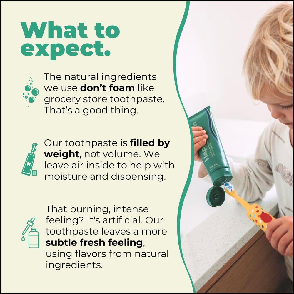Happy Tooth Hydroxyapatite Toothpaste, Fluoride Free, Natural Whitening for Kids, Toddlers and Adults, SLS Free, Enamel Safe, Dentist Formulated with Clean Ingredients, Fresh Mint Flavor, 3.4oz - Image 4