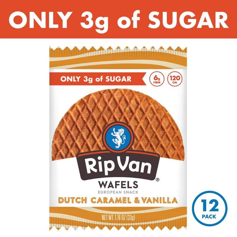 Rip Van Wafels Dutch Caramel & Vanilla Stroopwafels, Healthy Snacks, Non-GMO, Low Calorie, Low Sugar (3g), Office Snacks, Keto Friendly, 12 Count - Image 4