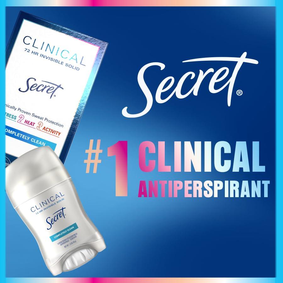 Secret Clinical Strength Antiperspirant Deodorant for Women, 3X Stress Protection, 72hr Sweat & Odor Protection, PH Balancing Minerals, Invisible Solid, Clean Lavender Scent, 2.6 oz - Image 6