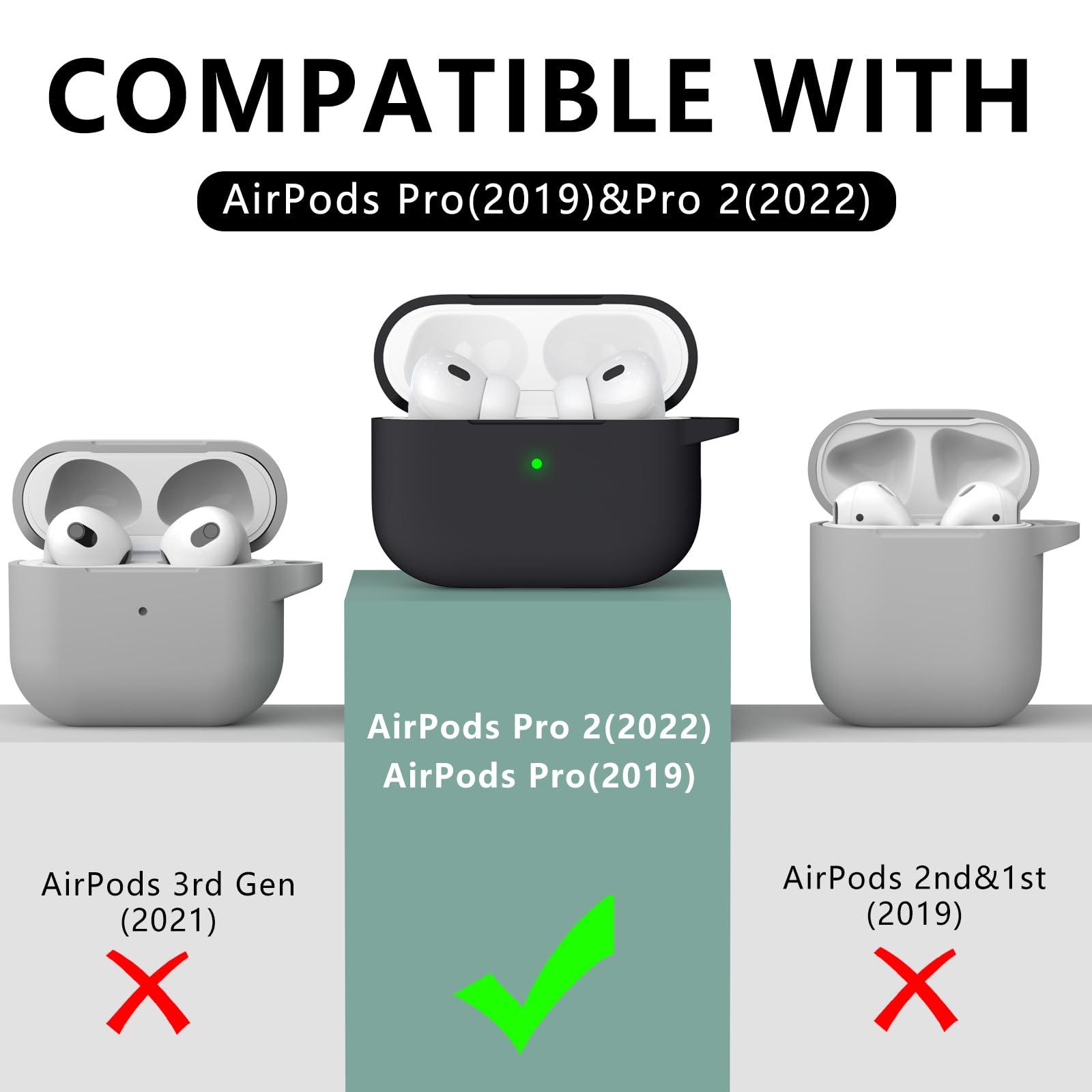 Ljusmicker for AirPods Pro Case Cover with Cleaner Kit,Soft Silicone Protective Case for Apple AirPod Pro 2nd/1st Generation Case for Women Men,AirPods Pro 2/Pro Case Accessories with Keychain-Black - Image 7