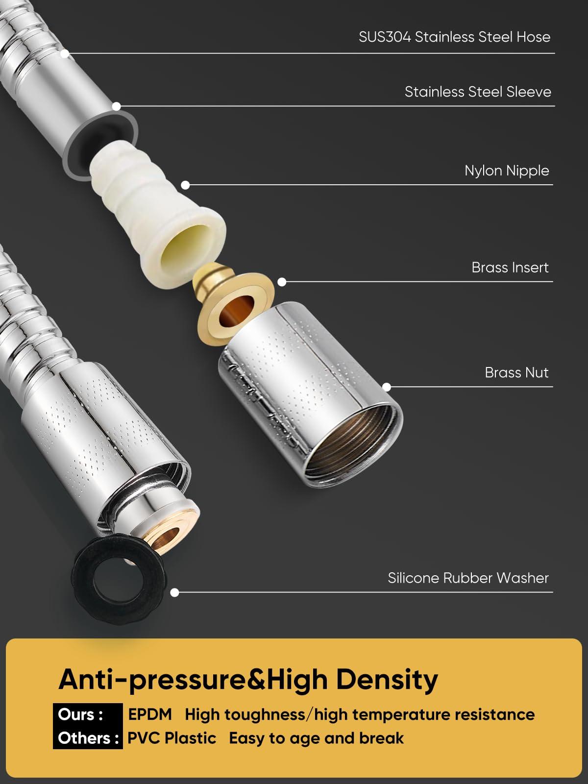 Cobbe High Pressure 9 Functions Shower Head with handheld - Luxury Modern Chrome Look, Built-in Power Spray to Clean Corner, Tub and Pets, Stainless Steel Hose Adjustable Bracket, Chrome - Image 7