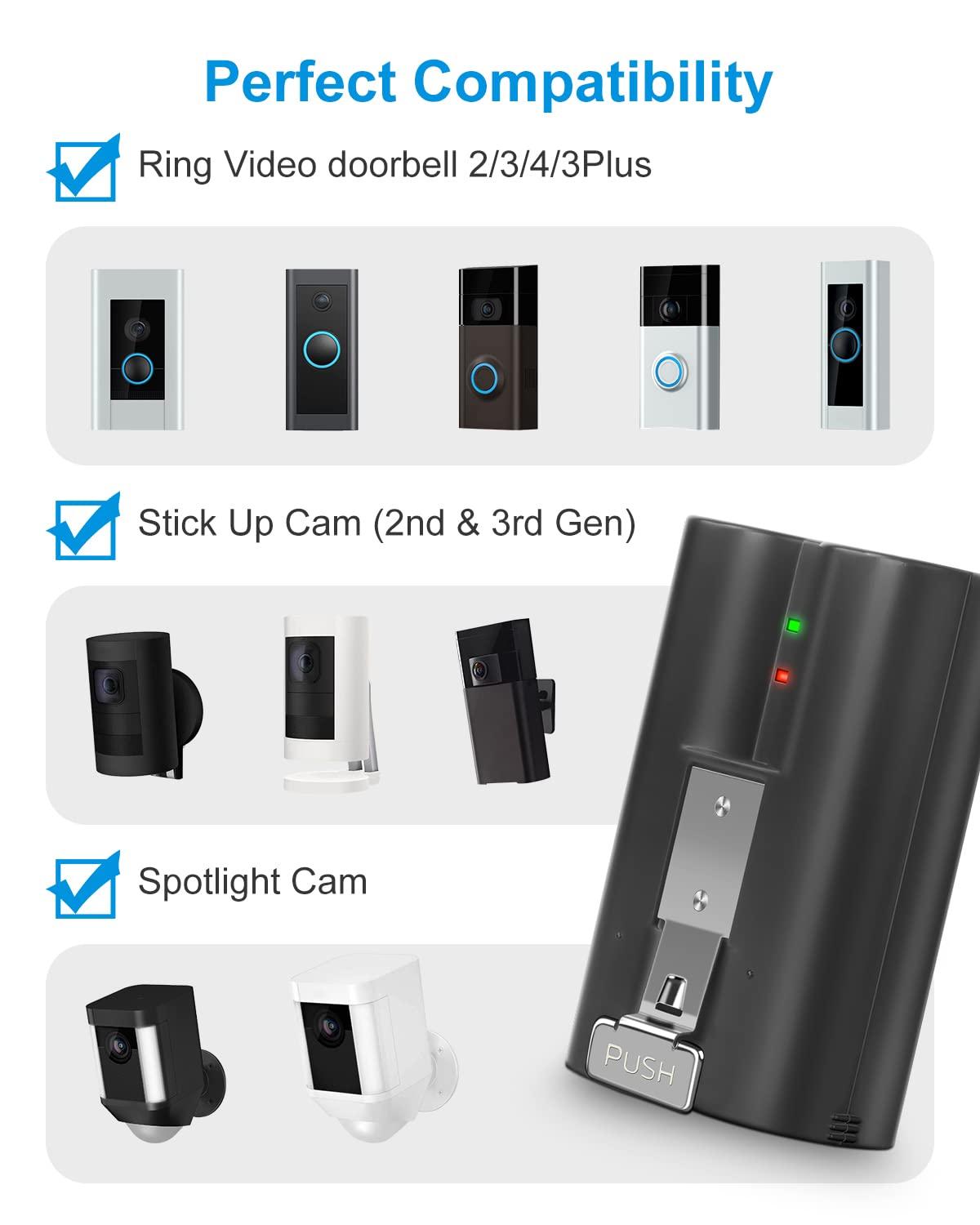 2Pack Replacement for Ring Battery Compatible with Ring-Doorbell-Camera 2/3/4/3plus, Stick Up Camera (2nd and 3rd Gen), Also for Spotlight Cam and Peephole Cam, Rechargeable 3.65V 6040mAh Battery - Image 4