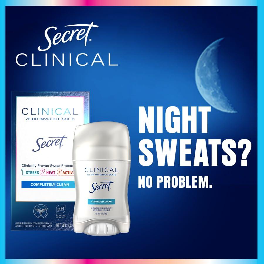 Secret Clinical Strength Antiperspirant Deodorant for Women, 3X Stress Protection, 72hr Sweat & Odor Protection, PH Balancing Minerals, Invisible Solid, Clean Lavender Scent, 2.6 oz - Image 5