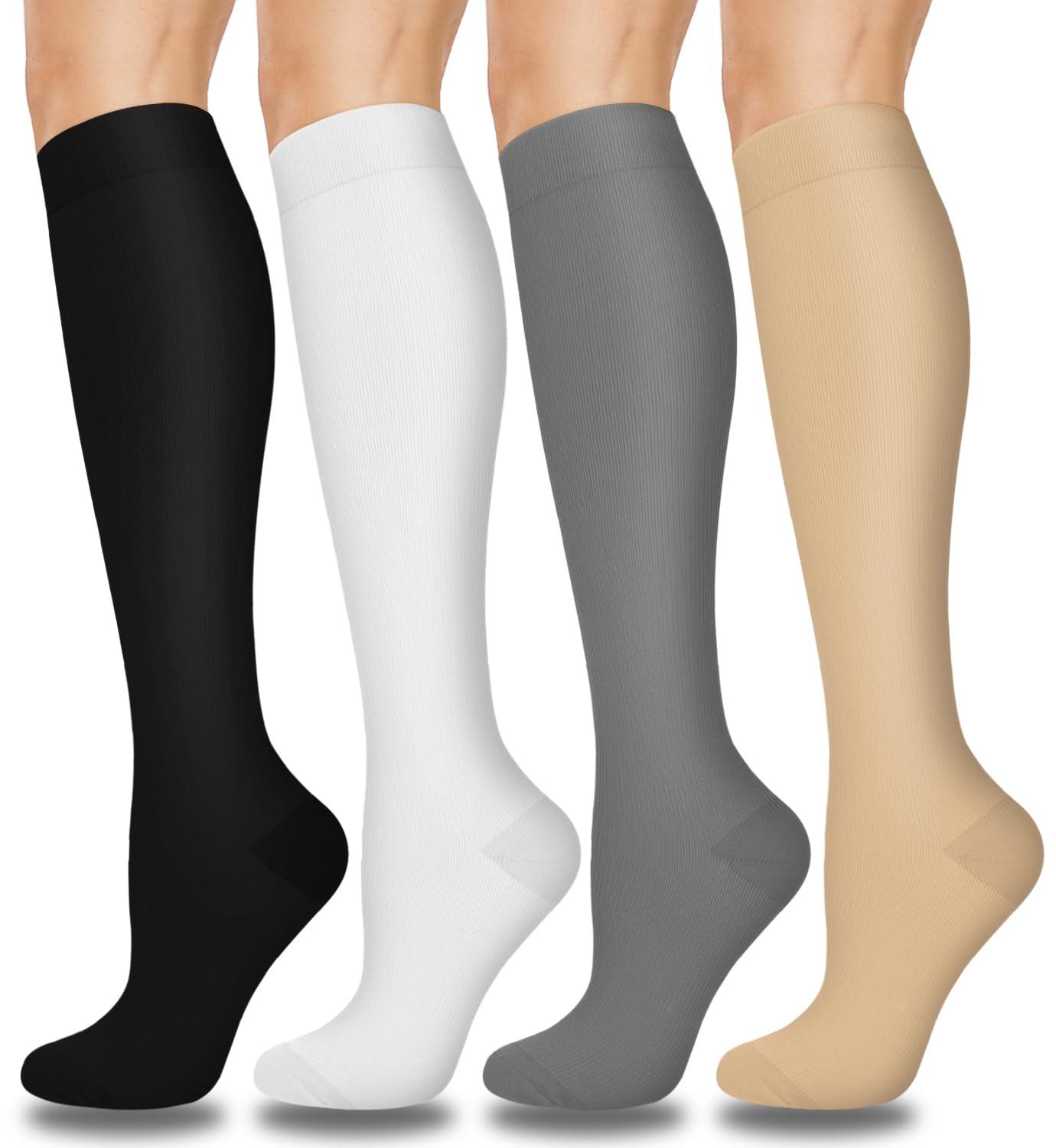 Aoliks Compression Socks for Women & Men 4 Pairs, Best Support for Nurses Running Travel