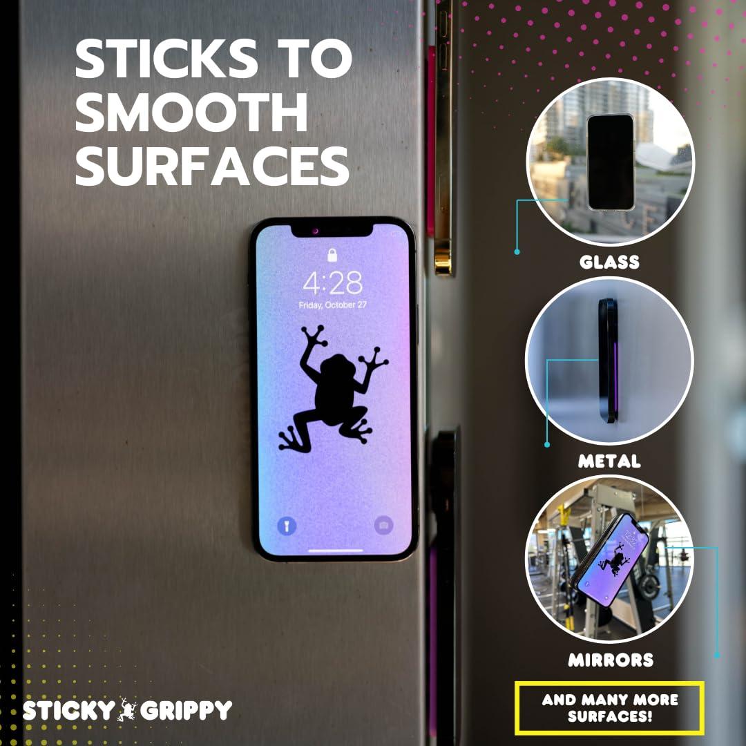 StickyGrippy Suction Phone Case Mount, Sillicon Adhesive Phone Accessory for iPhone and Android, Hands-Free Fidget Toy Mirror Shower Phone Holder, Tiktok Videos and Selfies (Purple Glitter) - Image 5