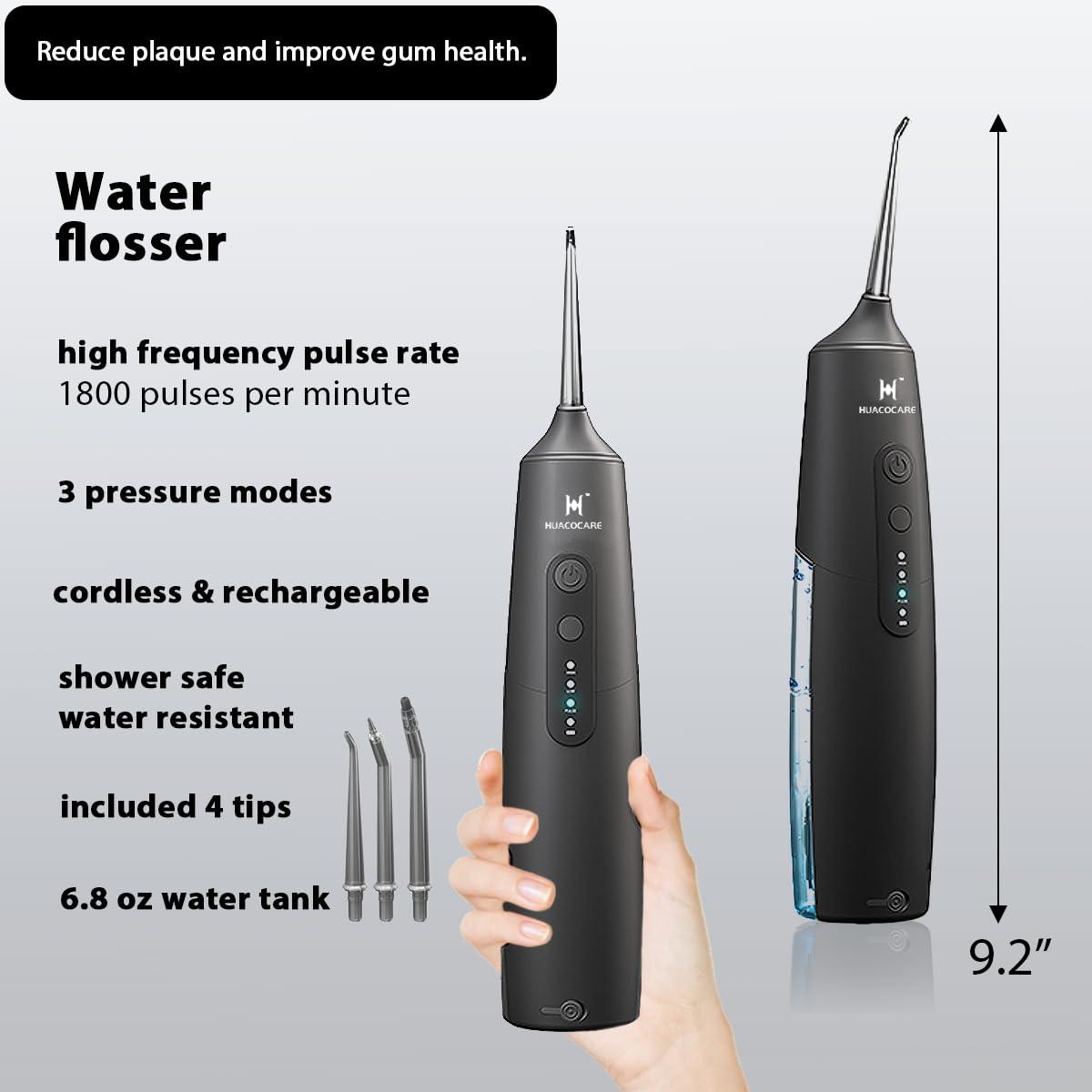 2-1 Oral Clean Kit- Water Dental flosser & Electric Toothbrush Combo- Brushing & Flossing- for Teeth Cleaning and Gum Health (Black) - Image 3