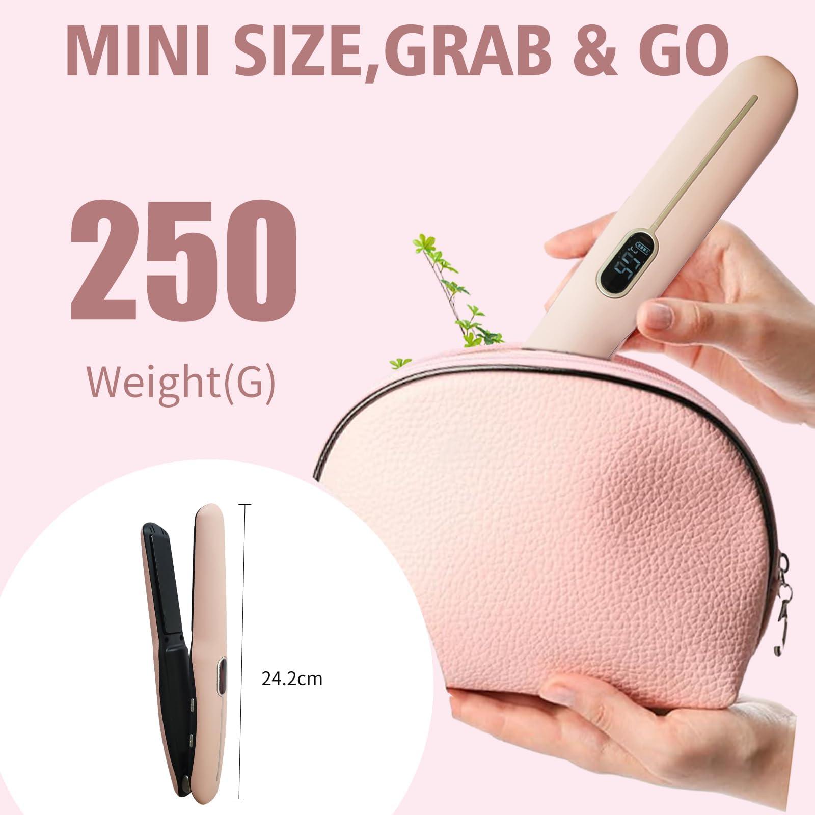 Cordless Hair Straightener and Curler 2 in 1 Portable Flat Iron Wireless Hair Straightener for Travel, USB-C Rechargeable 4800 mAh Battery Fast Heating Pink - Image 2