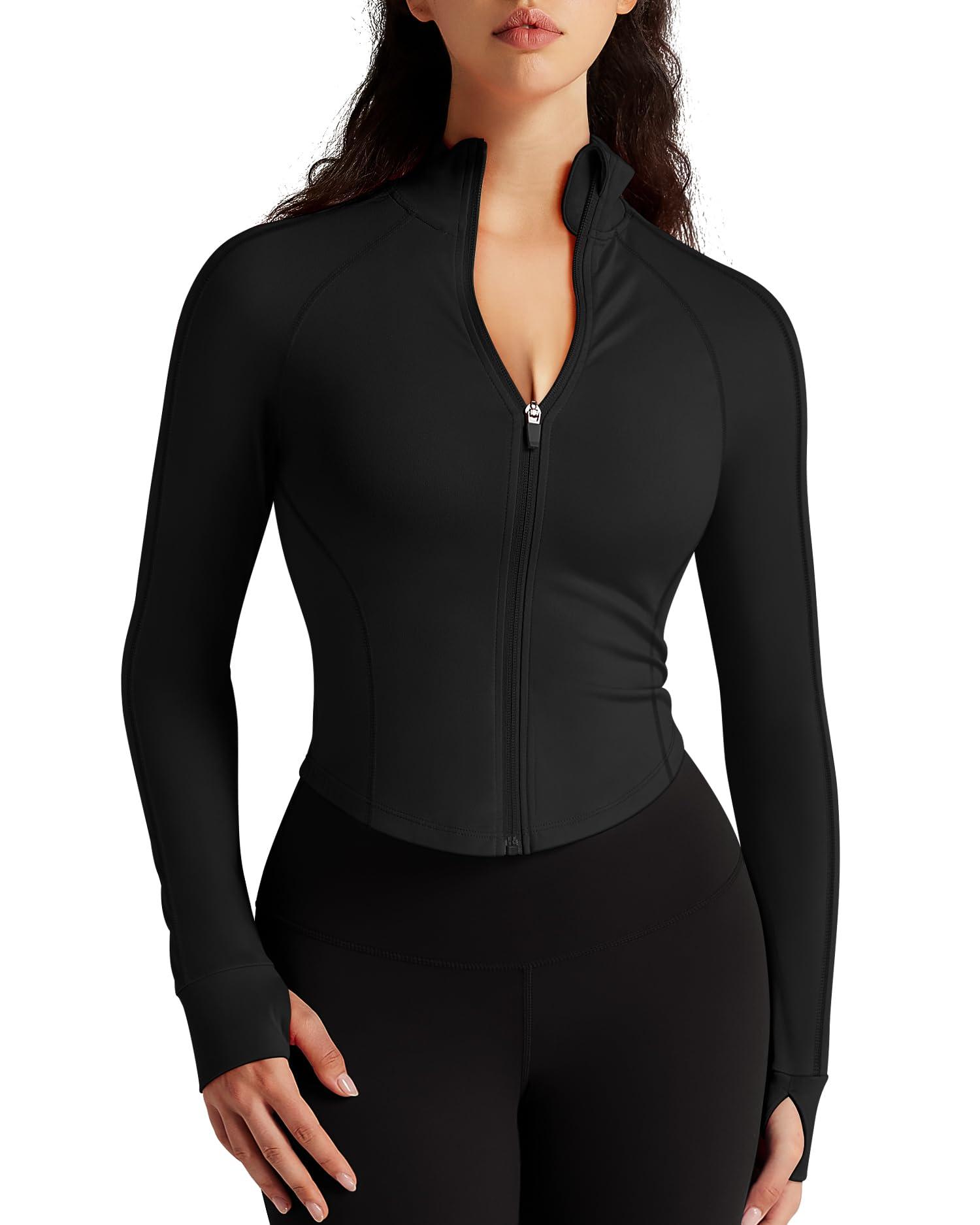 colorskin Womens Zip Up Bbl Jacket Lightweight Cropped Athletic Jacket Track Gym Workout Jackets for Running Yoga Hiking