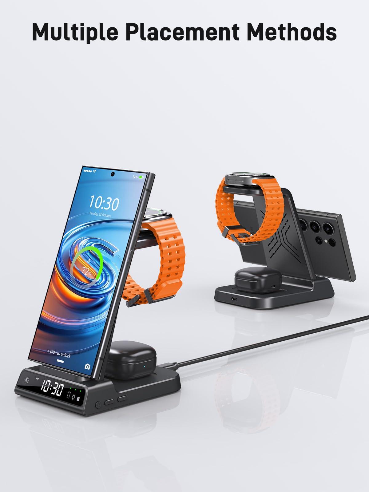 Wireless Charger for Samsung Charging Station, 3 in 1 Android Phone Wireless Charger for Samsung Galaxy S25 Ultra/S24 Ultra/S23/Z Flip 6/Fold 6/Buds, Charger for Galaxy Watch Ultra/7/6/5/4/3 (Black) - Image 5