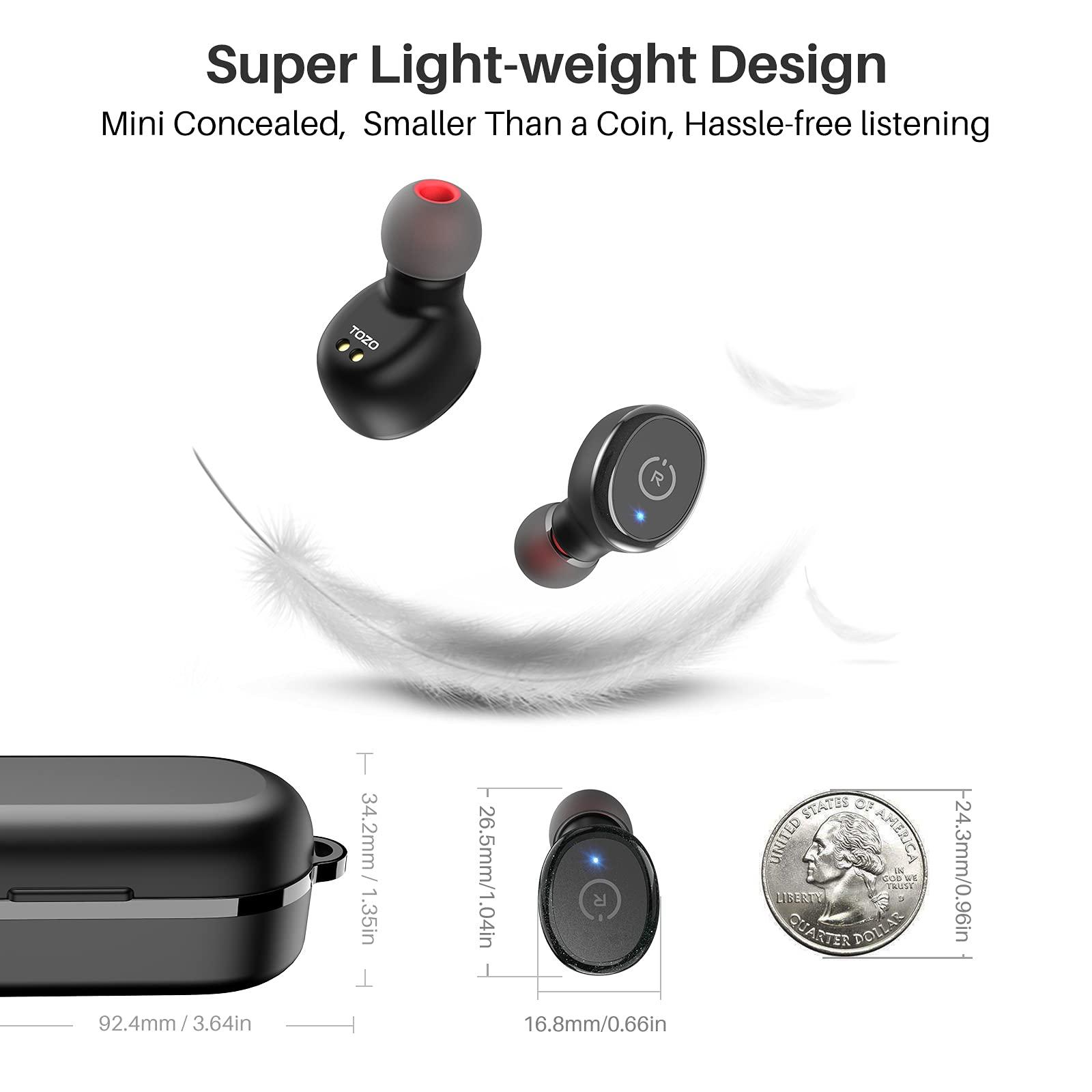 TOZO T10 True Wireless Bluetooth 5.3 Earbuds, 45H Playtime, Wireless Charging Case, IPX8 Waterproof Stereo Headphones in Ear Built in Mic Headset Premium Sound with Deep Bass, 32 Preset EQs via APP - Image 9