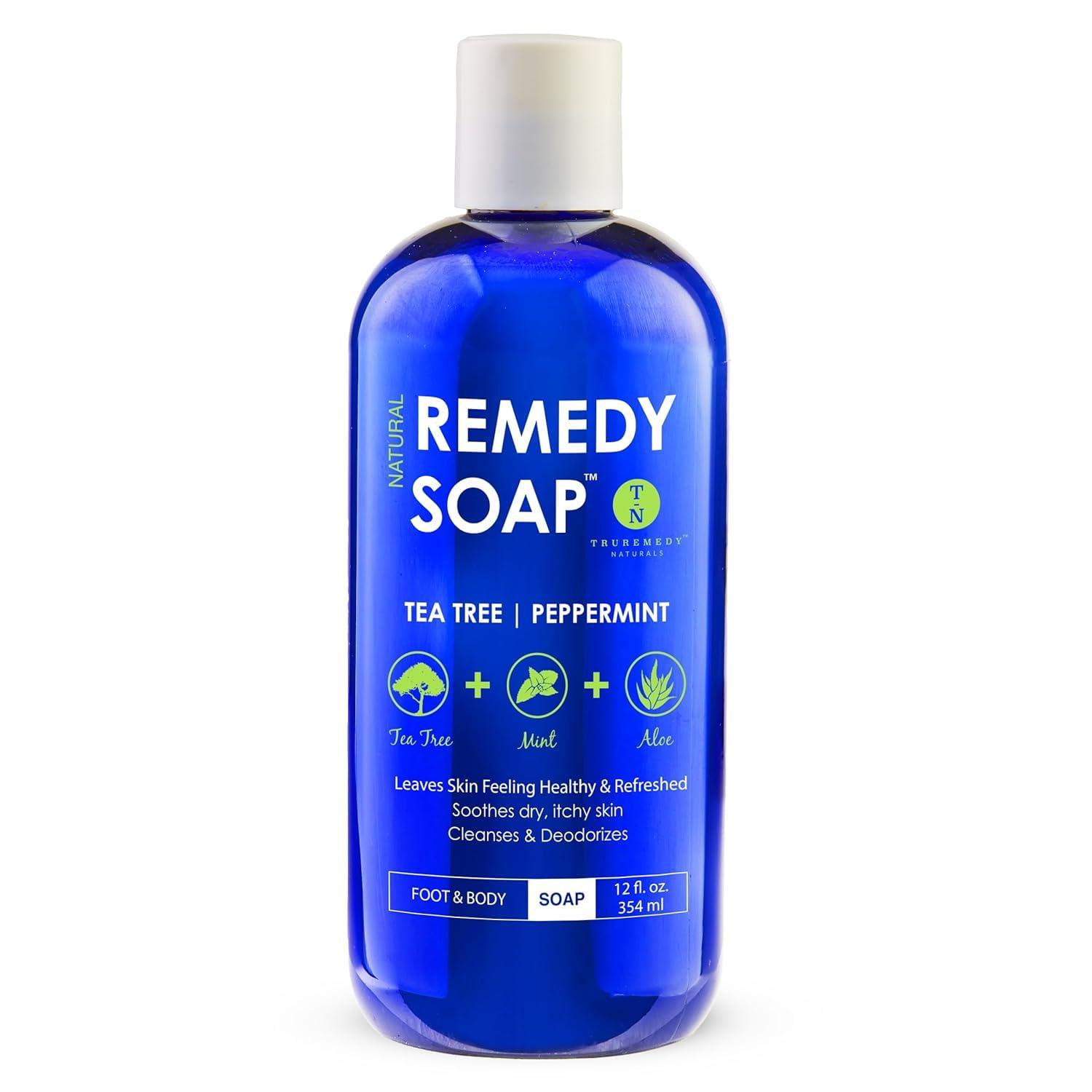 Truremedy Naturals Remedy Tea Tree Oil Body Wash - 12 oz Refreshing Cleanser for Skin and Scalp with Tea Tree, Peppermint, and Aloe - Invigorating Soap Body Wash