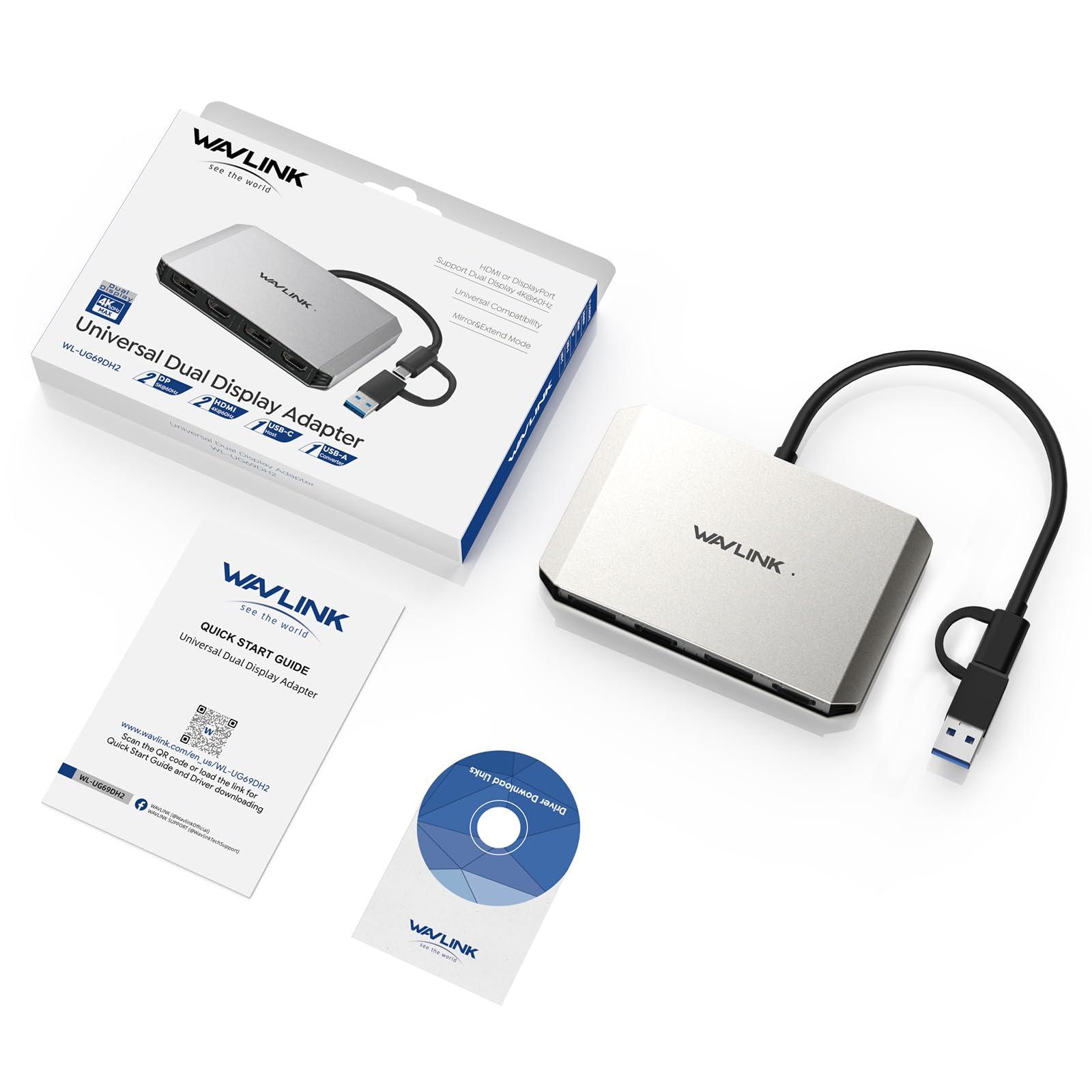WAVLINK USB C and USB3.0 to Dual 4K DisplayPort & HDMI Adapter, Displaylink Dual 4K@60Hz Monitor Hub, Compatible with M1/M2 MacBook, HP, Dell, Lenovo,Surface-Silver - Image 8