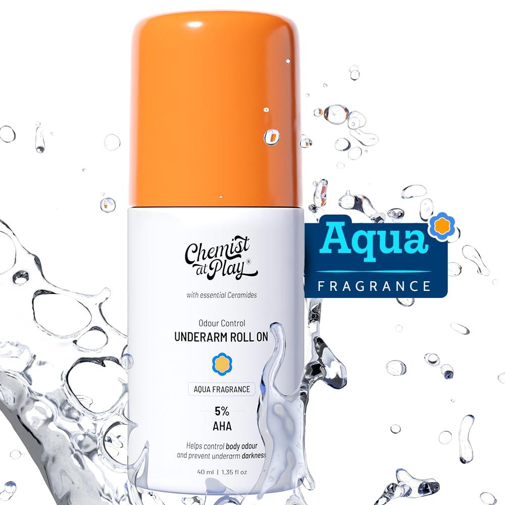 Chemist At Play UnderArm Roll-On with 5% Lactic Acid 1% Mandelic Acid | Prevents Odour Brightens Skin & Exfoliates Underarm | Long Lasting Aqua Fragrance | Alcohol & Aluminium Free (1.3 Ounce) - Image 2