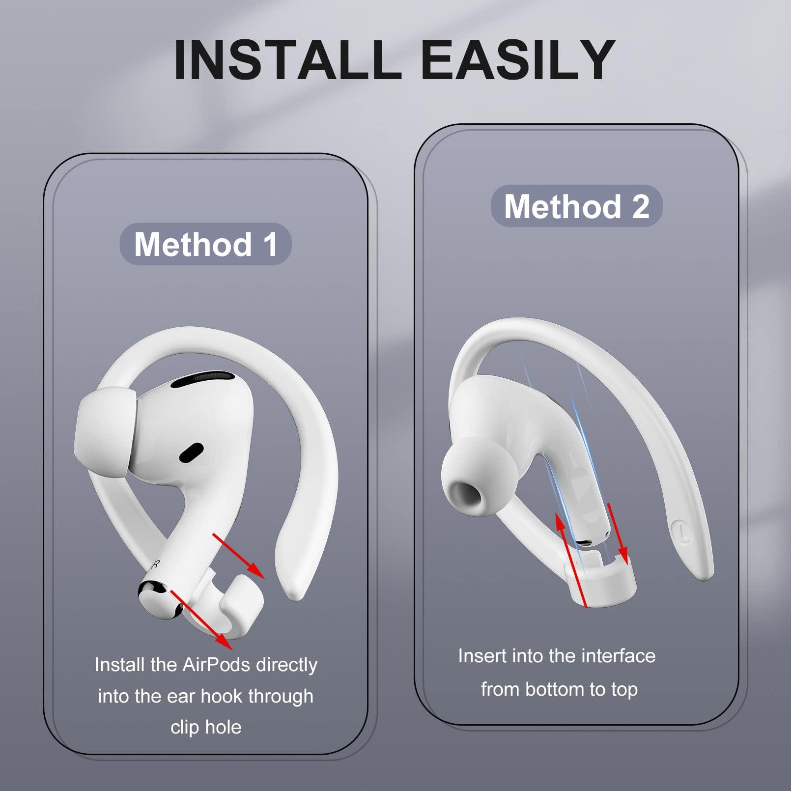 ICARERSPACE 2 Pairs AirPods Ear Hooks for AirPods Pro 2, AirPods Pro, AirPods 4, 3, 2 & 1, Upgraded Anti Slip Sports Clip Hooks for AirPods 1, 2, 3, 4,Pro and Pro 2 – White - Image 5