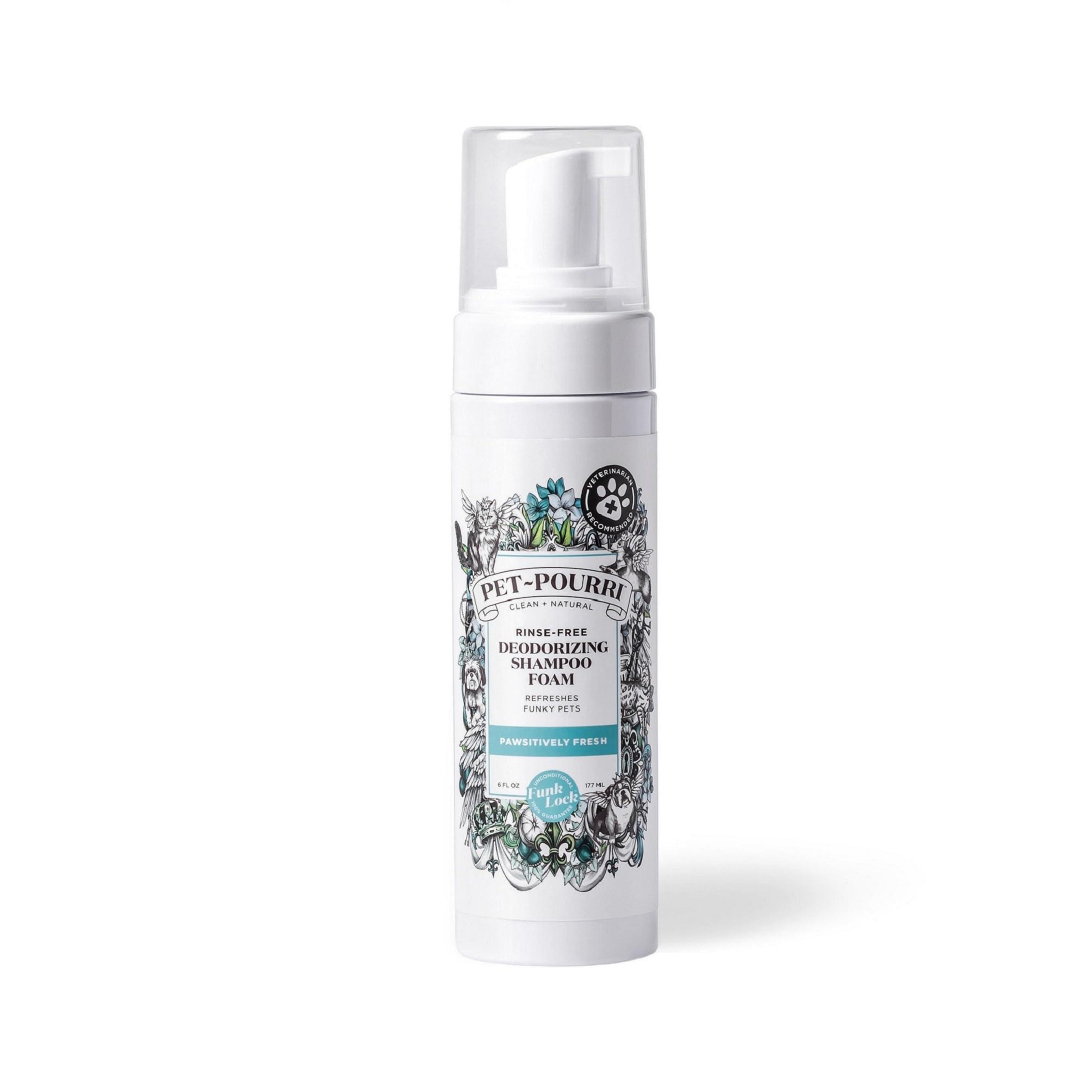 Poo-Pourri Rinse-Free Deodorizing Dry Shampoo for Dogs & Cats – Moisturizing Skin & Coat Soothing Formula - Plant Based Ingredients – Pineapple, Jasmine & Pear – No Rinse Foam Shampoo for Pet Odor