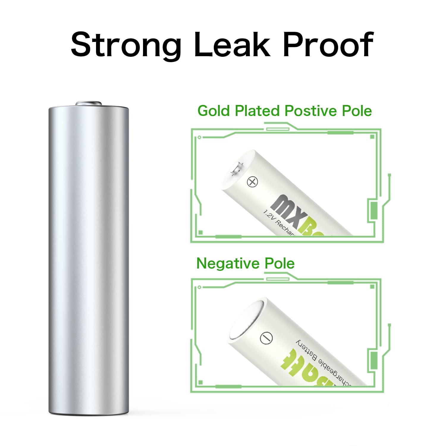 MXBatt Rechargeable AA Batteries Pre Charged High Capacity 3300mAh NiMH Double A Battery 1.2V Low Self Discharge Pack of 24, for Cordless Phones, Home Security, Household, Business Devices - Image 4