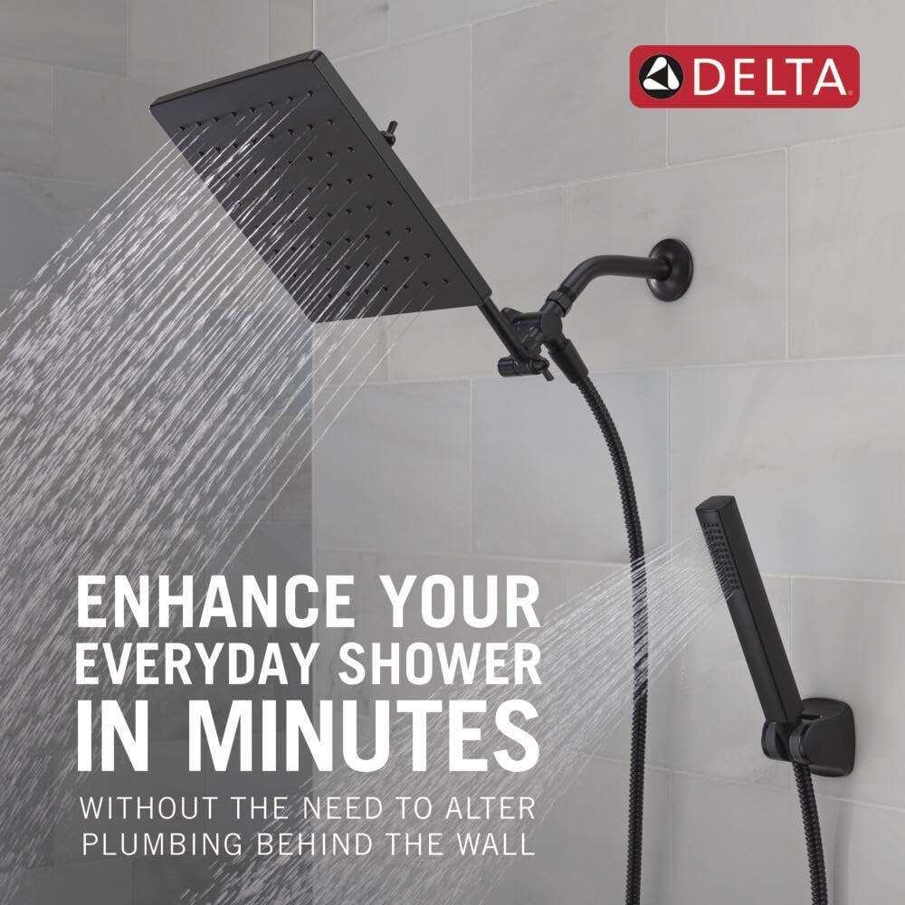 Delta 75527 Universal Showering 1.75 GPM Single Function Modern Rain Shower Head and Hand Shower Combo with Adjustable Extension Arm and Touch-Clean Nozzles - Matte Black - Image 3