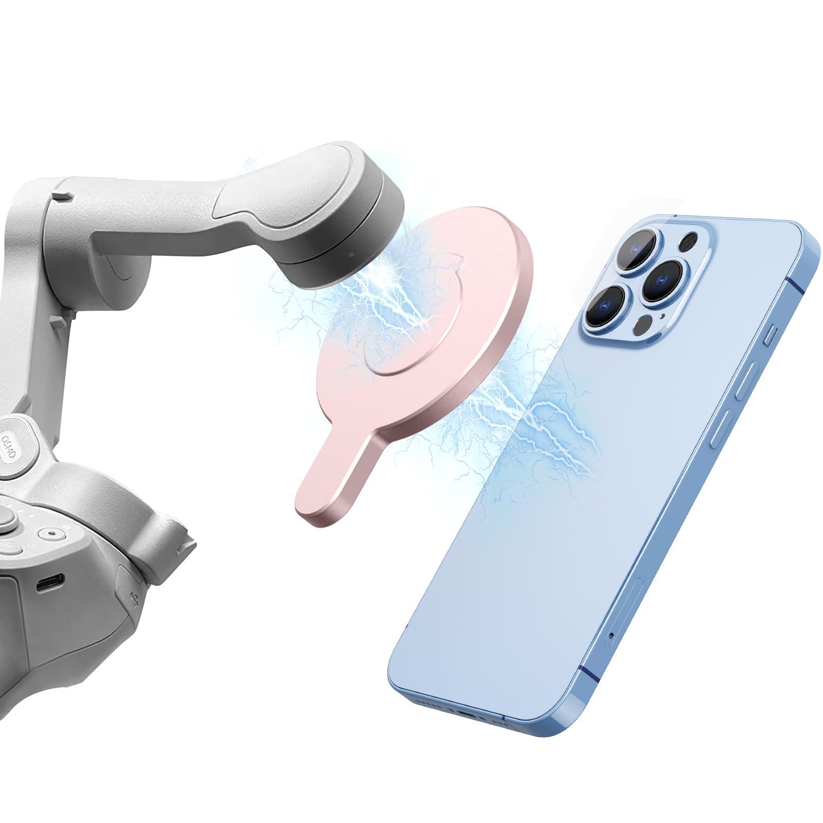 Aerbeis Magnetic Phone Clamp for DJI, Adapter Mount for DJI Gimbal Stabilizer Osmo Mobile 7 / 7P/ 6/ OM SE/OM 5/ OM 4 SE/OM 4, DJI OM Accessories Fit for Magsafe iPhone Android Smartphone