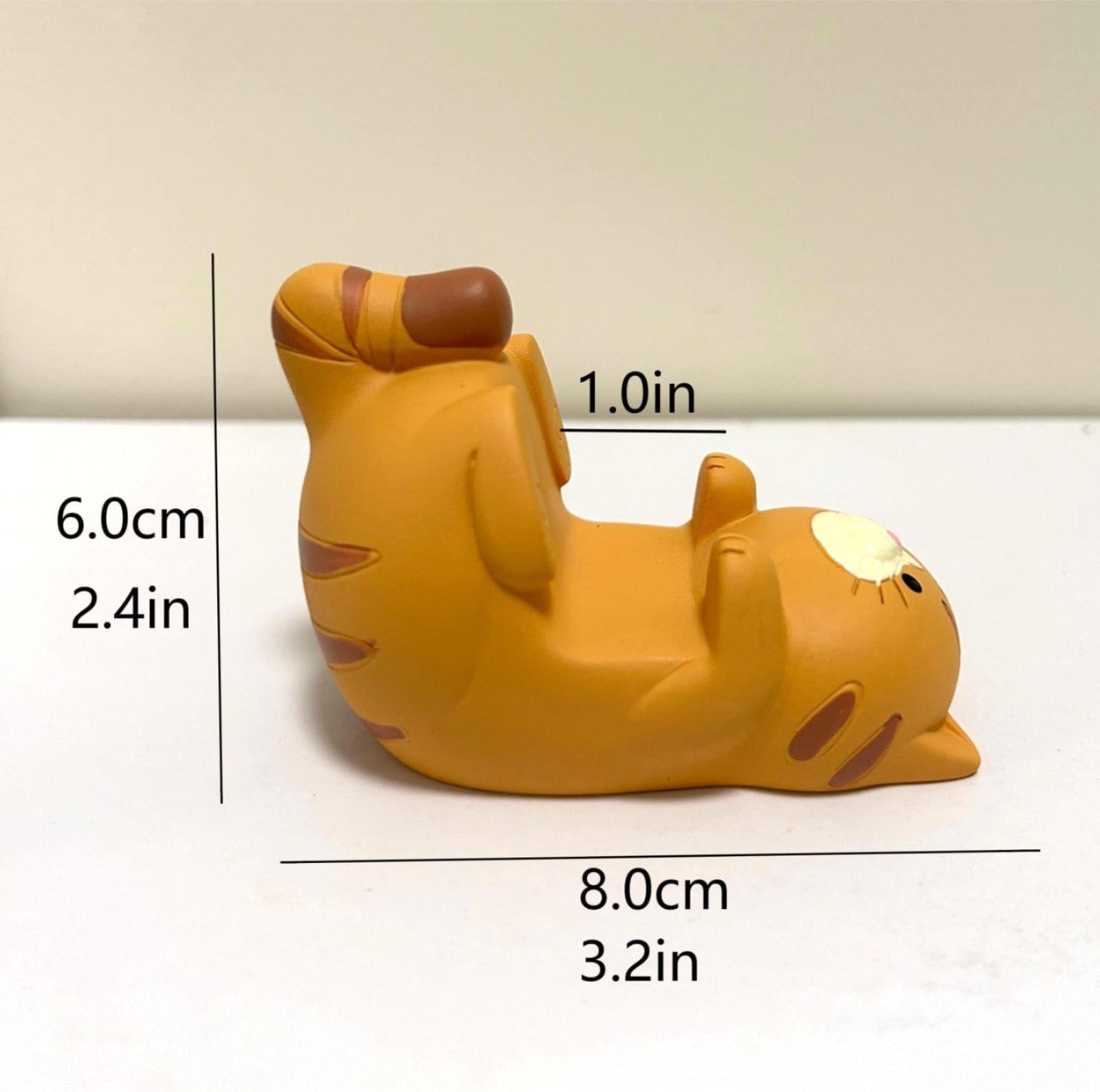 Gwindrise Cat Phone Stand Holder, Resin Desk Decor Accessory for Smartphones, Cute Phone Holder Gift for Cat Lovers, 3.3 x 2.3 x 2.0 inches, Orange - Image 3