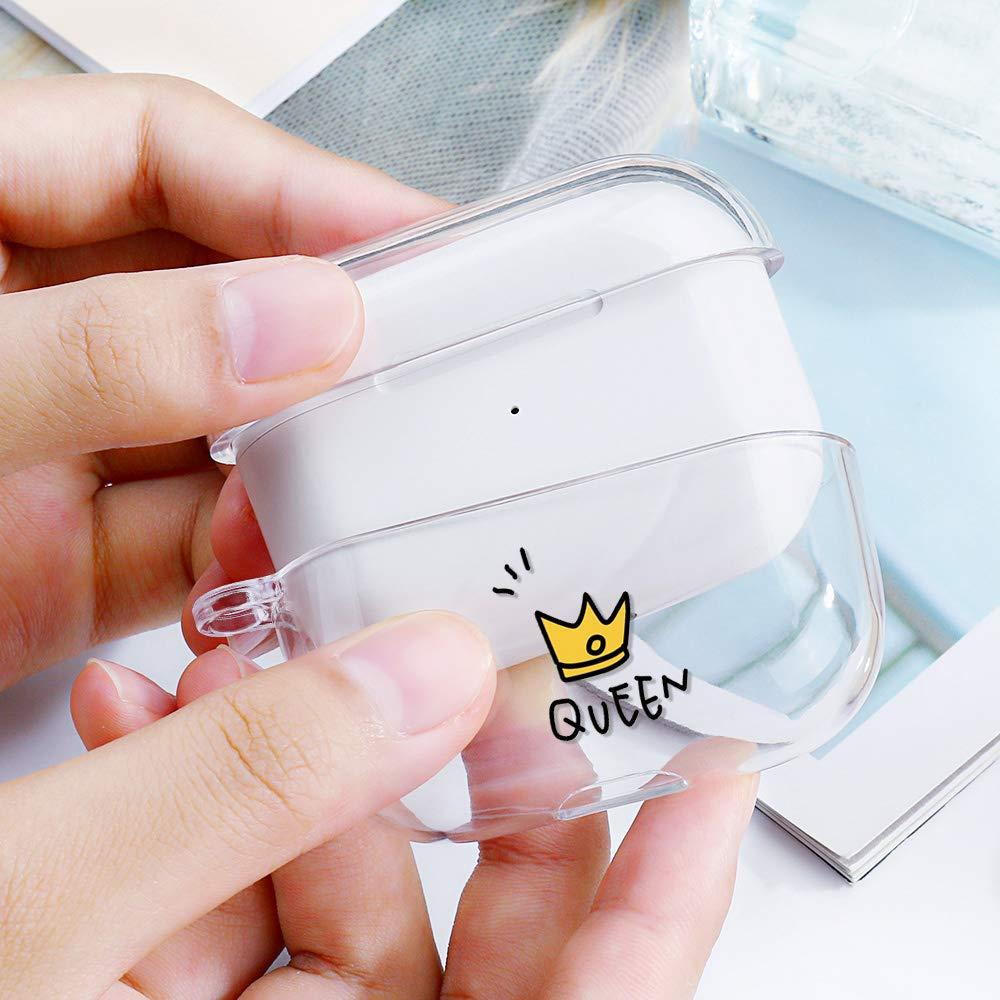 AKABEILA Airpods Pro Case Cover Cute Soft Silicone Clear with Pattern Designs for Women Men Shockproof Protective Case for Airpods Pro Case with Carabiner [Front LED Visible] - Image 5
