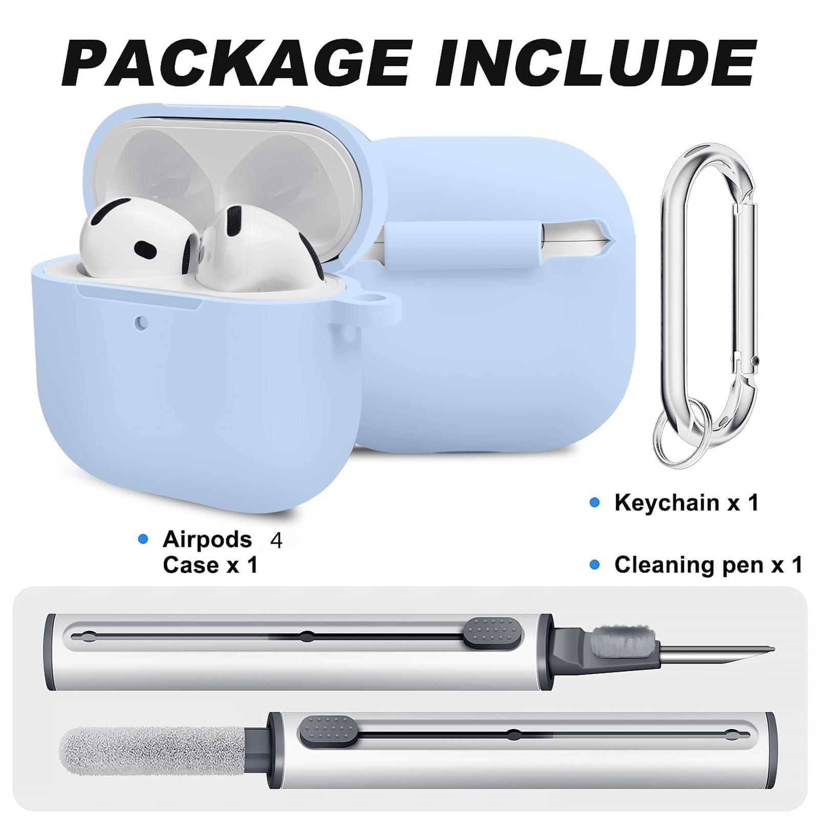 Woyinger for Airpods 4th Case Cover, Soft Silicone Case with Cleaner Kit, Keychain, Full Protection for Men and Women, Compatible with AirPods 4th Generation (Lilac) - Image 2