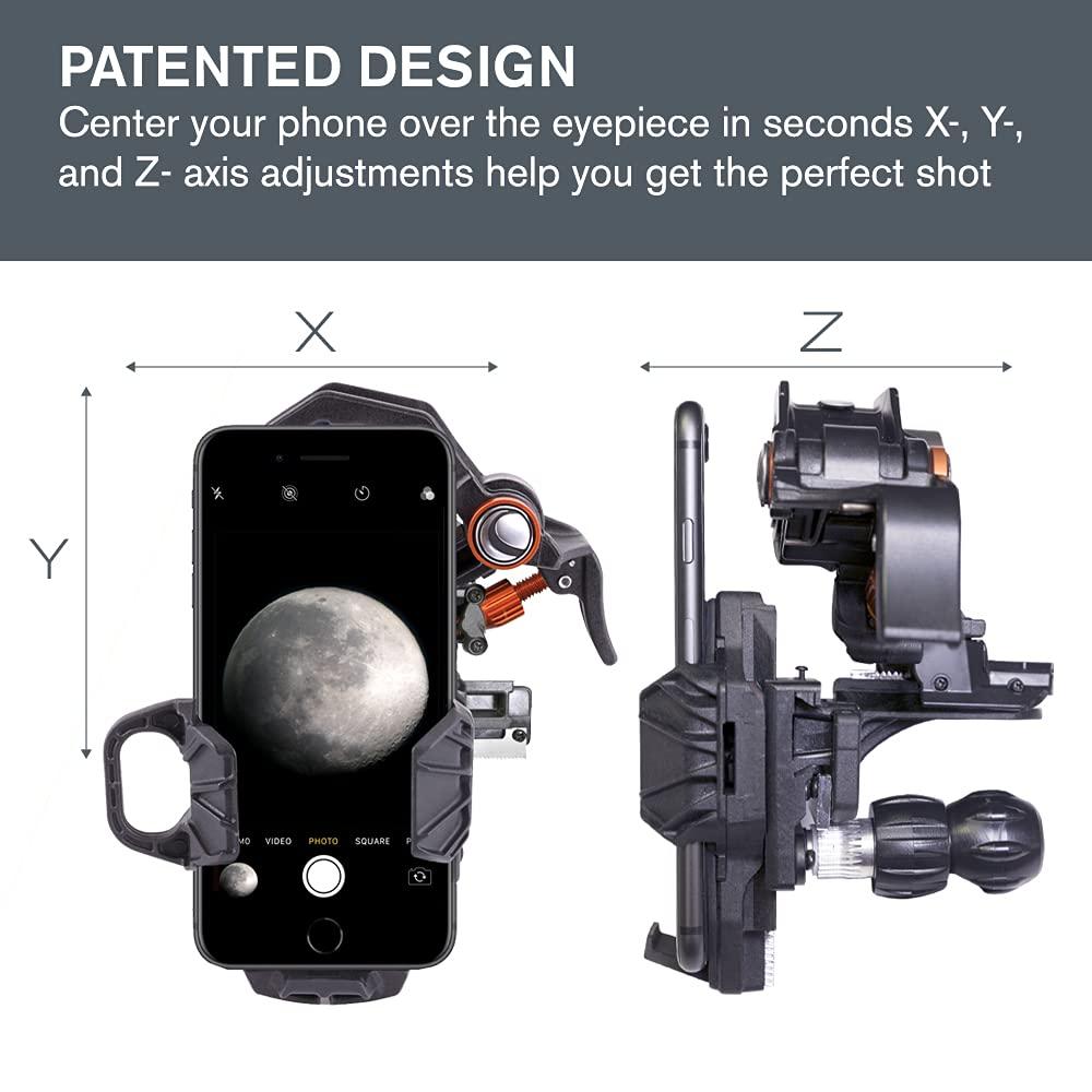 Celestron 81057 NexYZ DX 3-Axis Smartphone Adapter Kit with Bluetooth Shutter Remote - Capture Images and Video Through Your Telescope, Spotting Scope, Binoculars, Monocular and Microscope, Black - Image 3