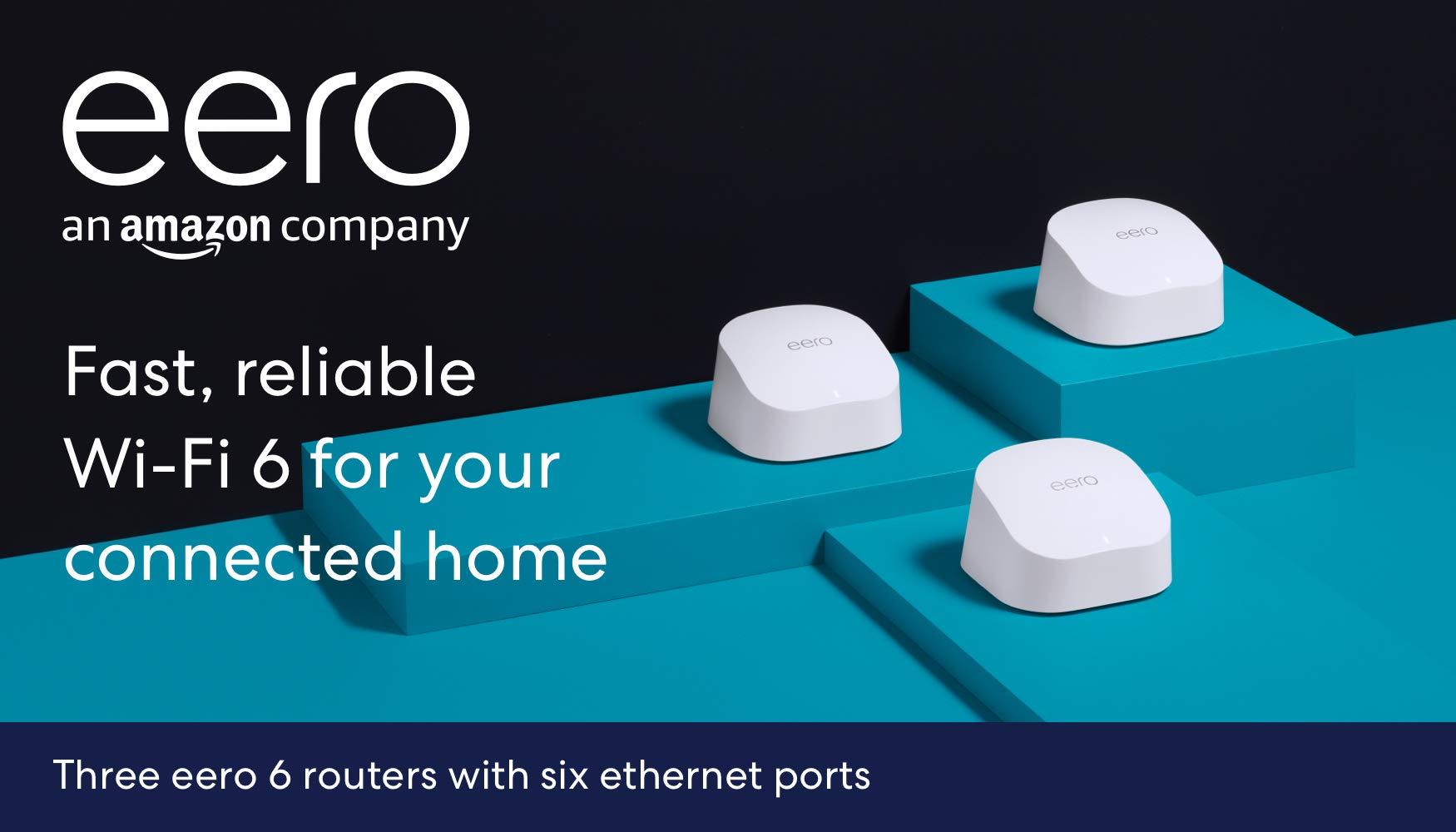 Amazon eero 6 mesh Wi-Fi system | Supports speeds up to 500 mbps | Connect to Alexa | Coverage up to 4,500 sq. ft. | 3-pack, three routers - Image 7