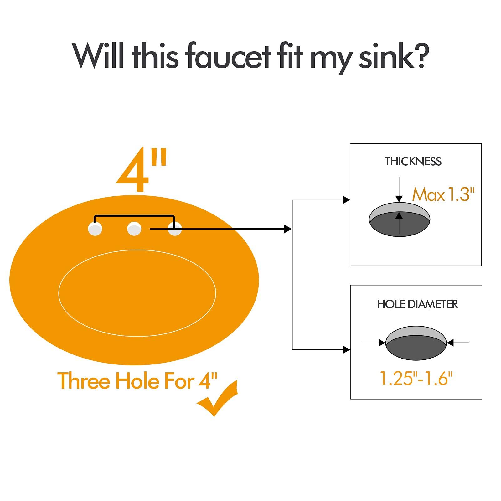 Bathroom Sink Faucet FRANSITON 4 Inch Faucet 2 Handle Bathroom Sink Faucets Lead-Free Brushed Nickel Bath Sink Faucets with Pop-up Drain Stopper and Supply Hoses - Image 3
