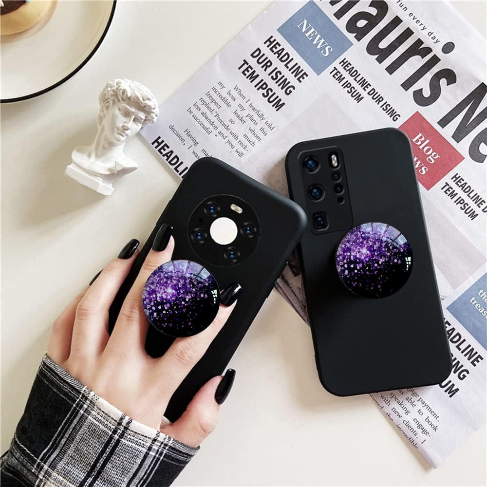 WUYULB Clear Crystal Glitter Collapsible Expandiing Moblile Phone Grip Stand Holder for Smartphones and Tablets Cell Phone Accessory (Dark Night Purple) - Image 2
